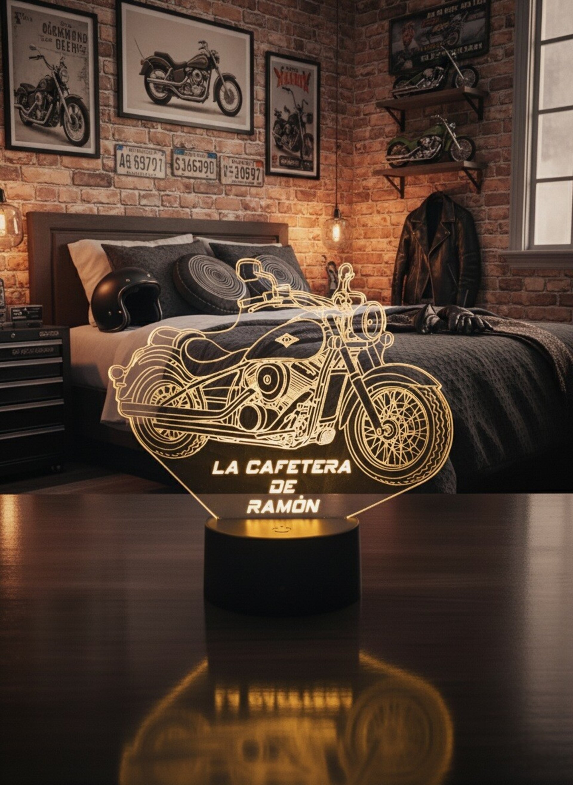 Lampara led 3d Moto Kawasaki Vulcan 900 año 2009 personalizable, sobremesa - 2