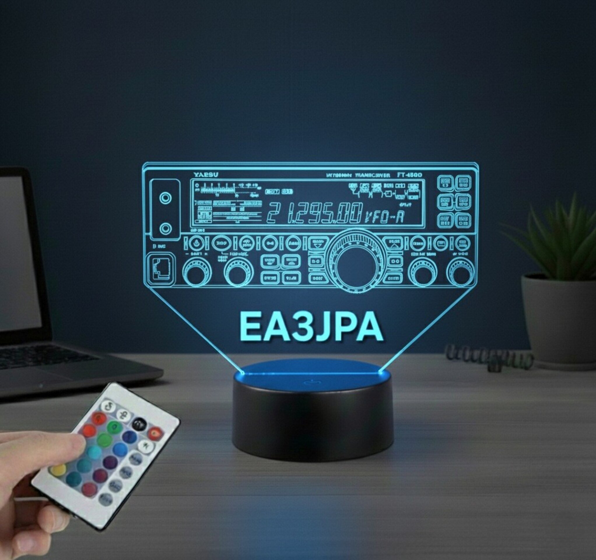 Lampara led Emisora radioaficionado YAESU FT 450D personalizada + indicativo - 4
