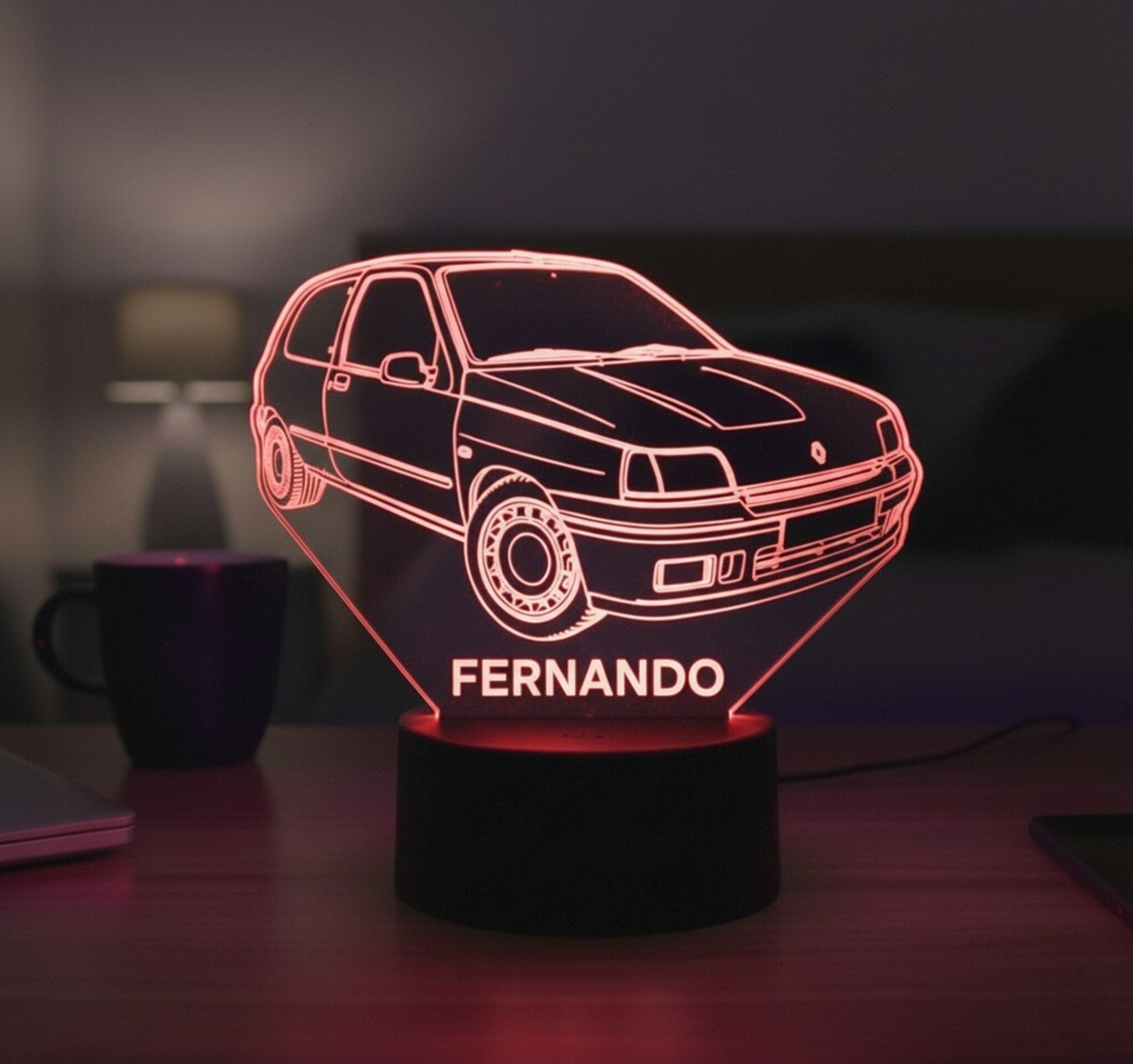 Lampara led 3D coche Renault Clio 16V. Personalizable - 3