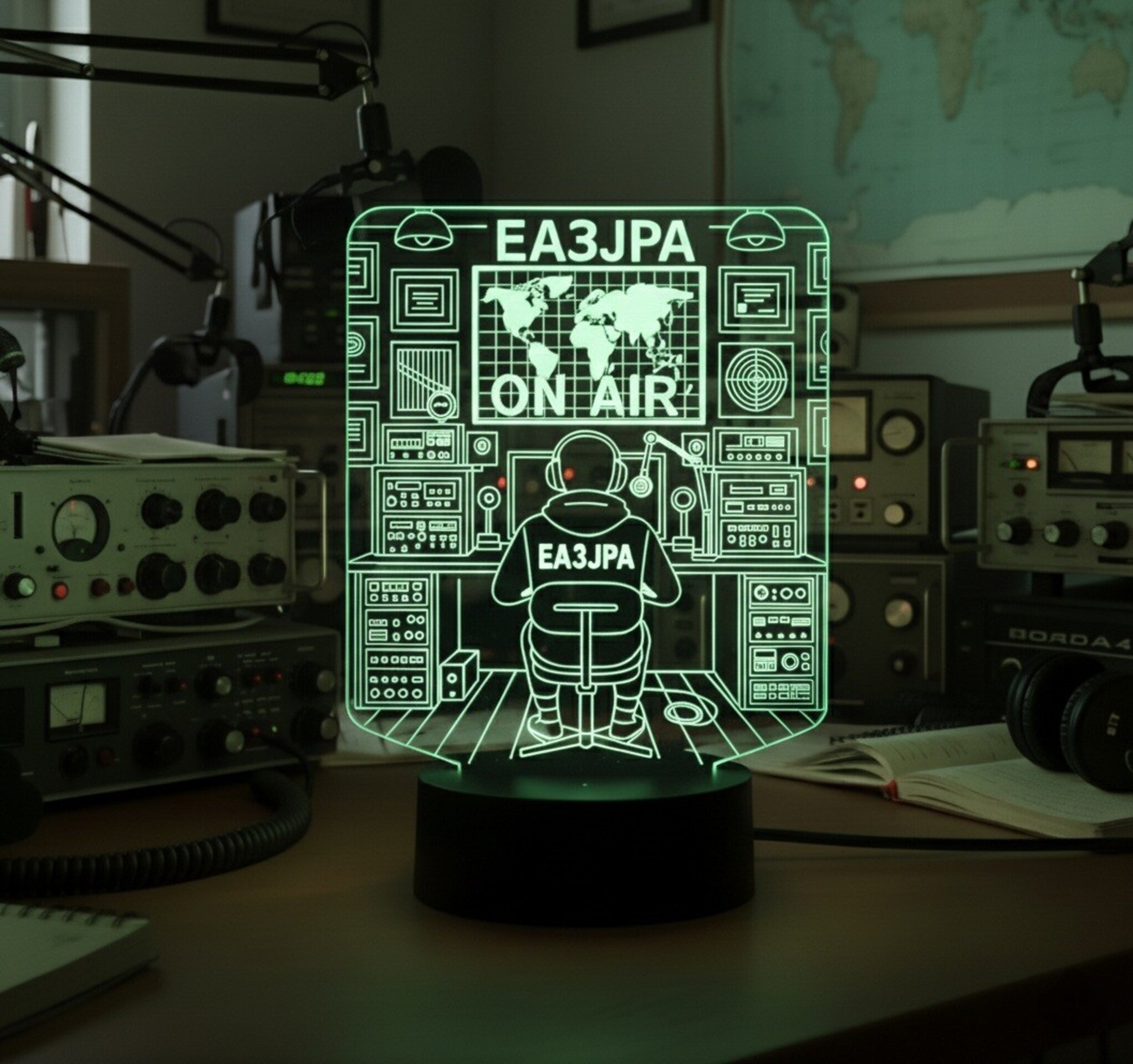 Lampara led 3d Sala radio radioaficionado personalizada con indicativo - 2