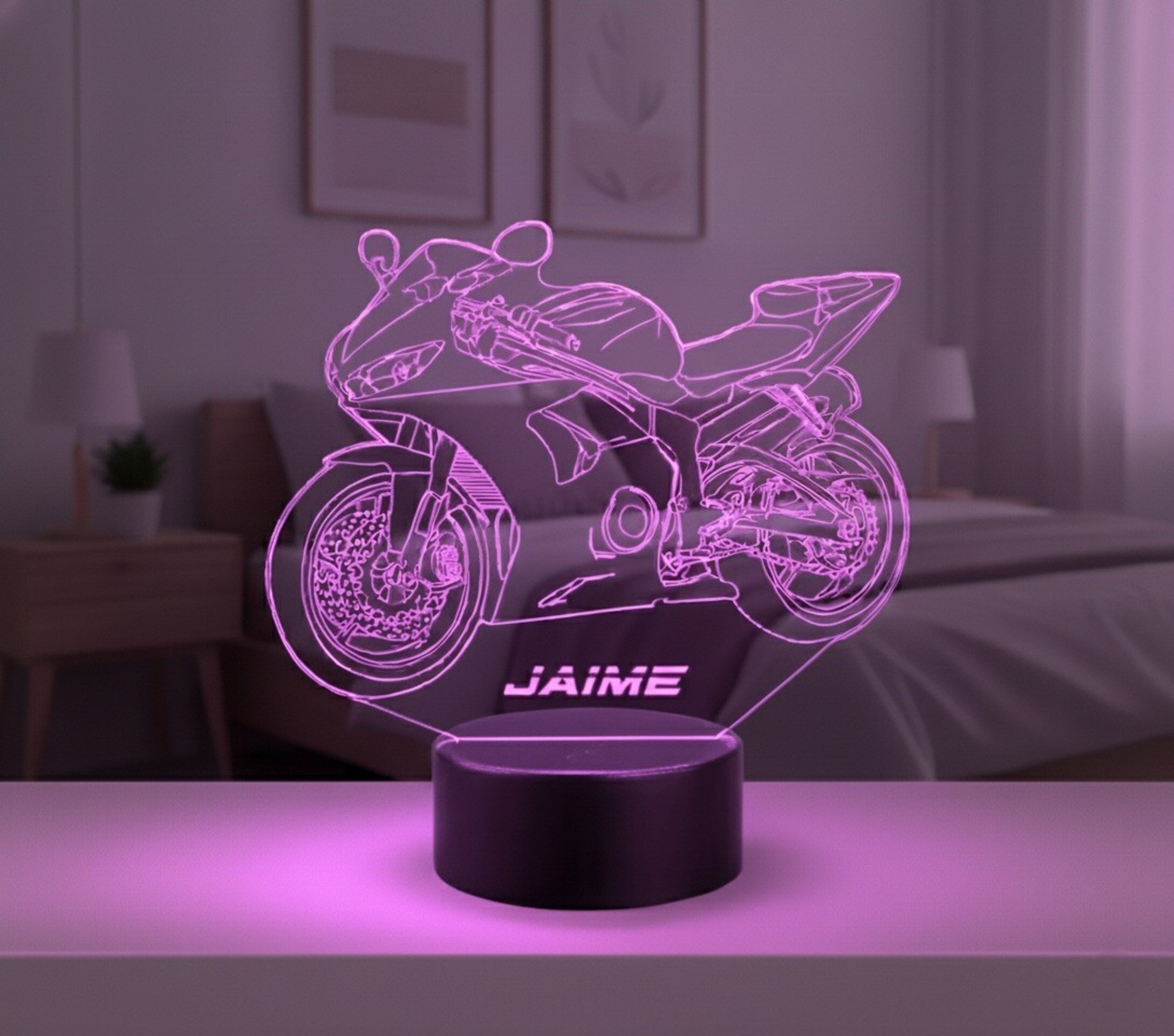 Lampara led 3d Moto Yamaha R6 año 2001. personalizable, sobremesa - 5