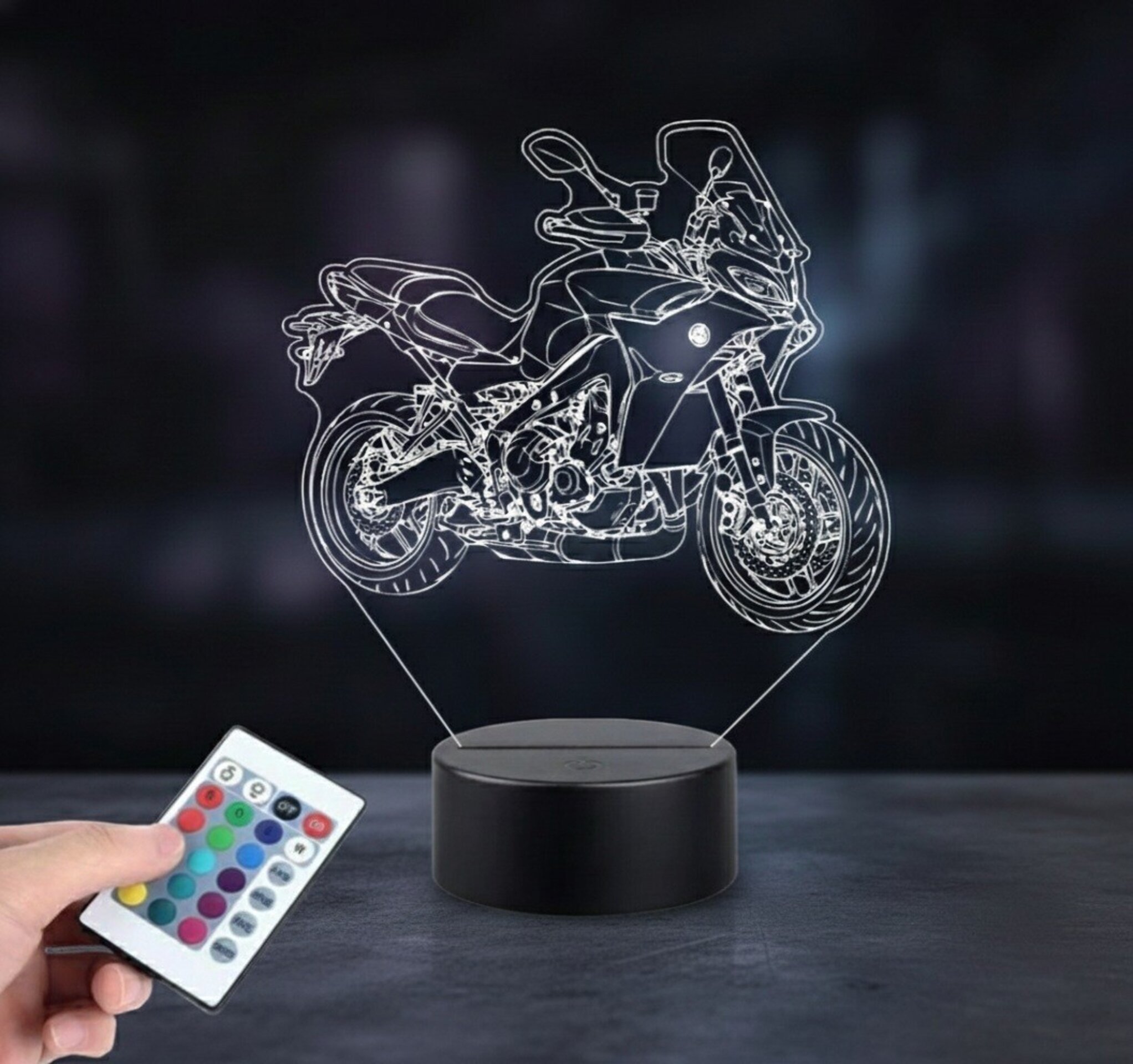 Lampara led 3d Moto Yamaha Tracer 9. año 2021. personalizable, sobremesa - 5