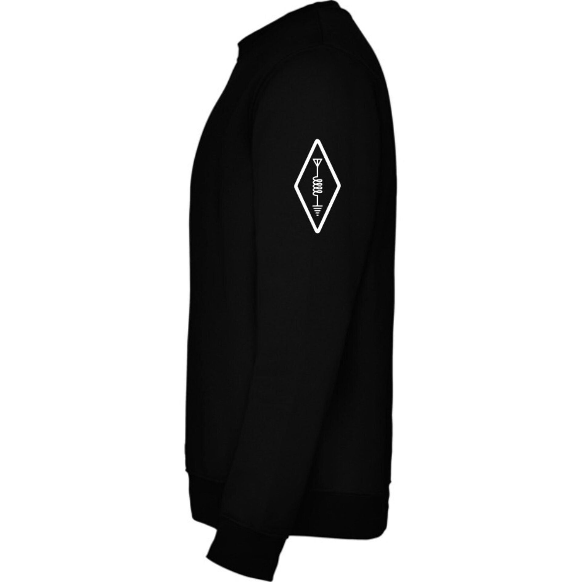 Sudadera negra unisex personalizada con indicativo para radioaficionado. QRZ - 9