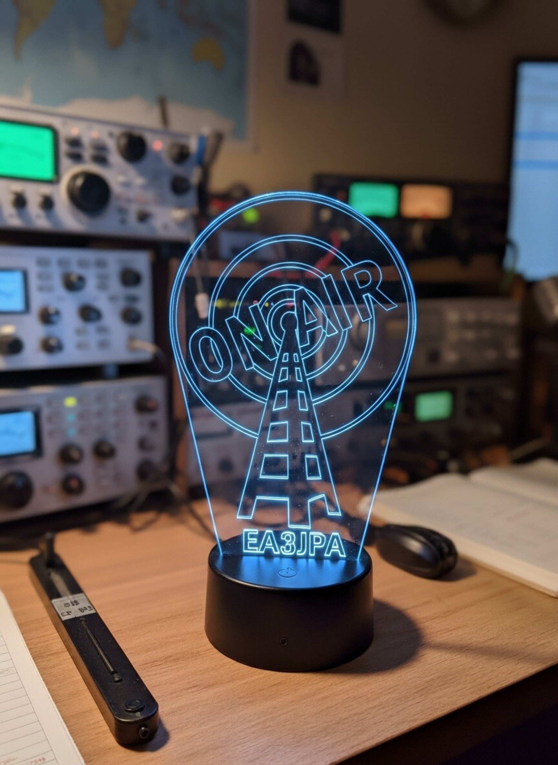 Lampara led 3d antena indicativo radioaficionados personalizable, sobremesa - 8