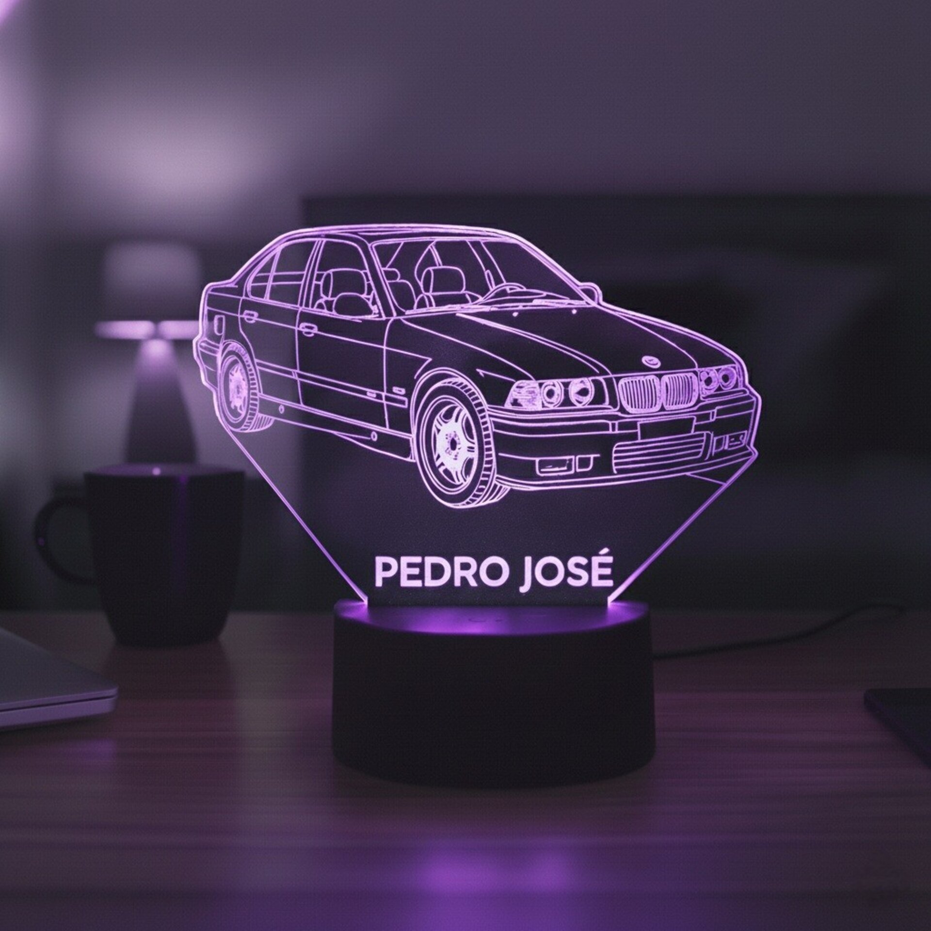 Lampara led 3D coche Bmw E36 M3 Berlina. Personalizable - 3