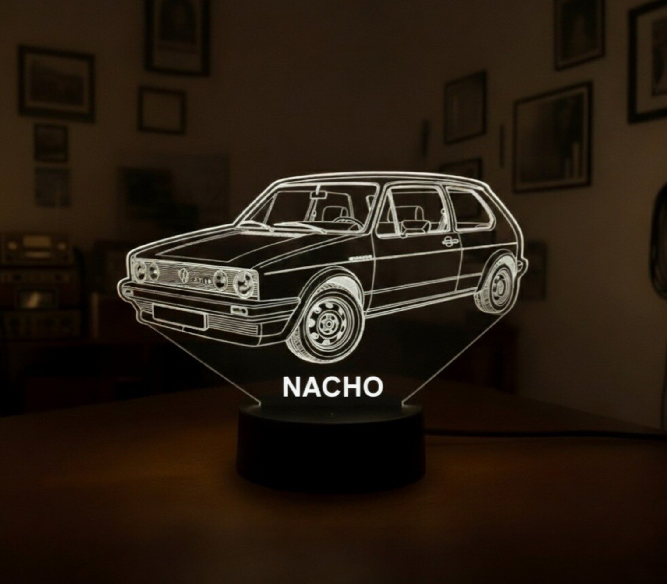 Lampara led 3D coche Volkswagen Golf 16S Serie 1. Personalizable - 6