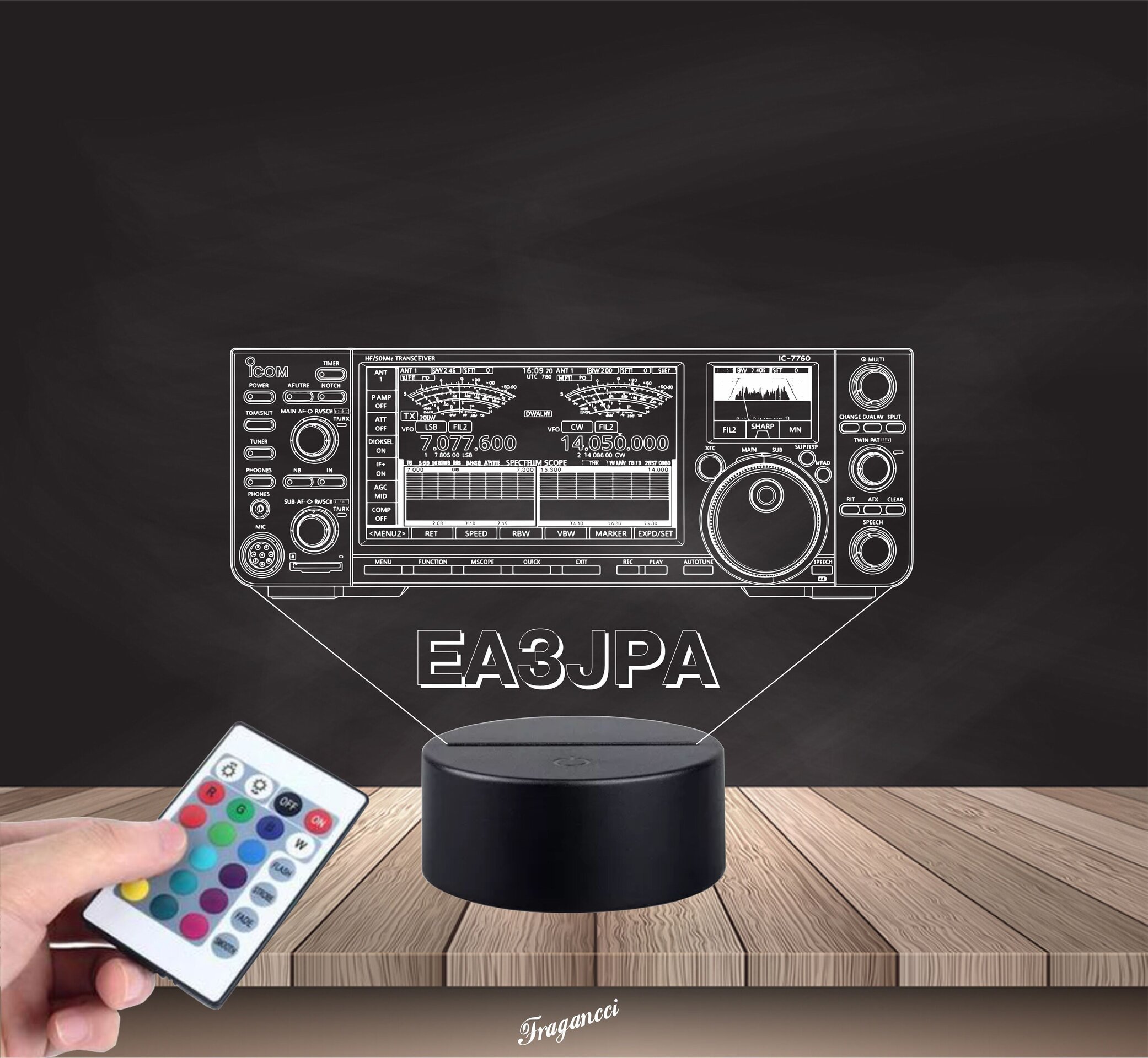Lampara led 3d Emisora radioaficionado ICOM IC 7760 personalizada con indicativo - 8