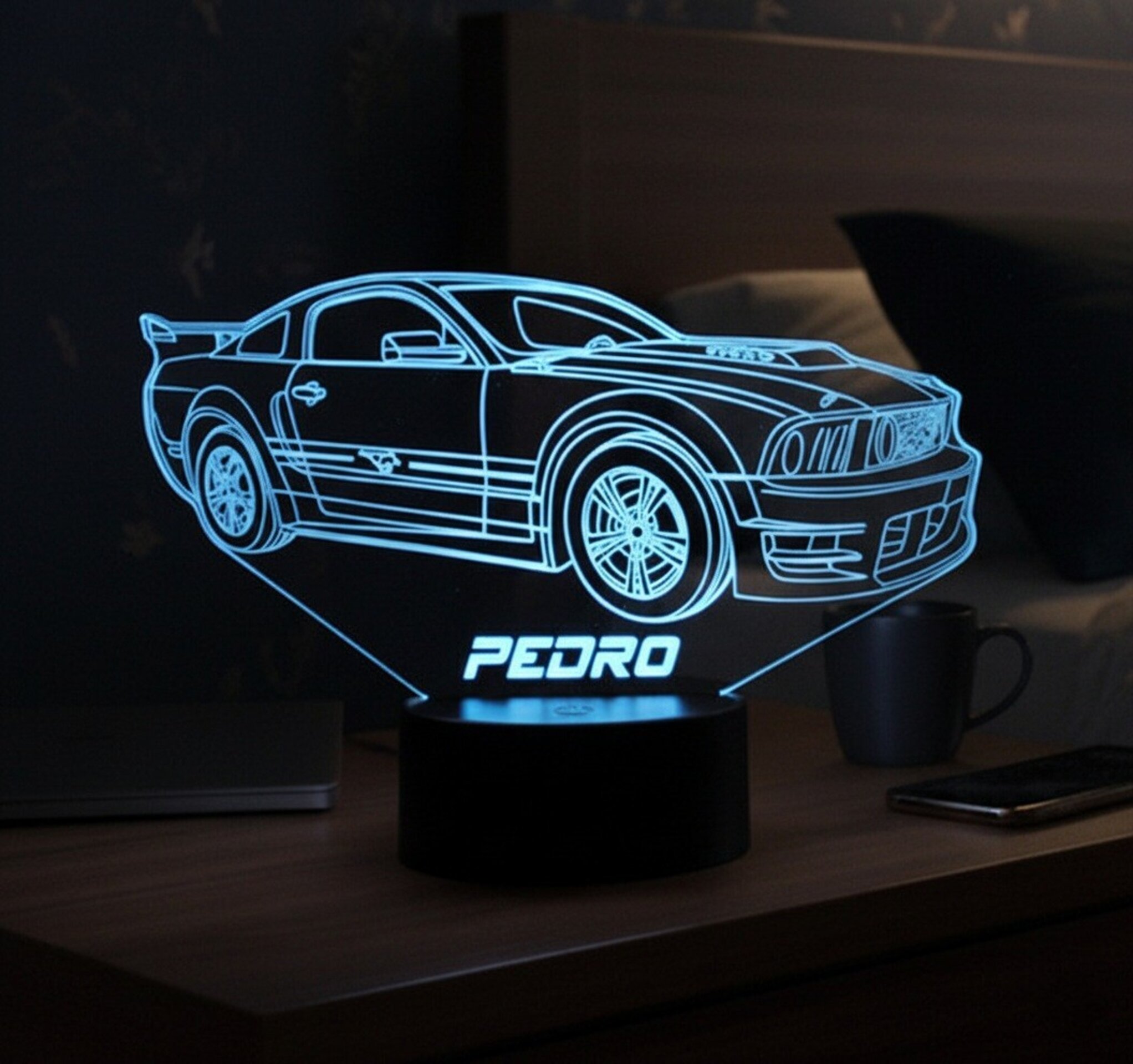 Lampara led 3D coche Ford Mustang V. Personalizable - 2
