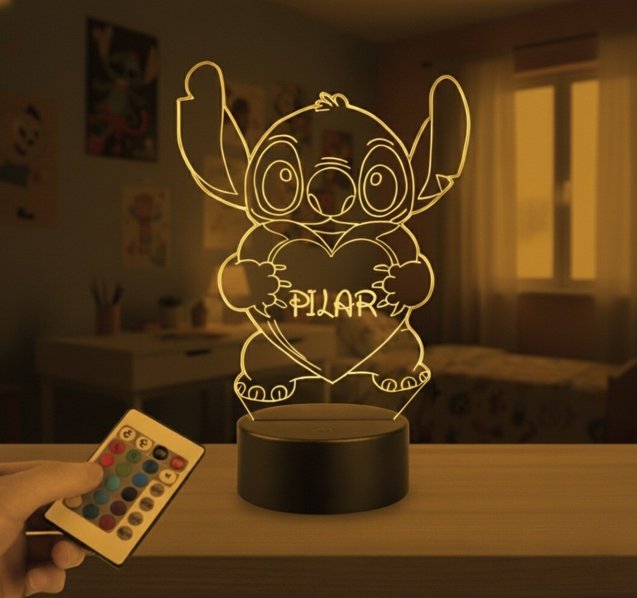 Lampara led 3d Dibujo animado Stick personalizable, Lámpara led sobremesa - 3