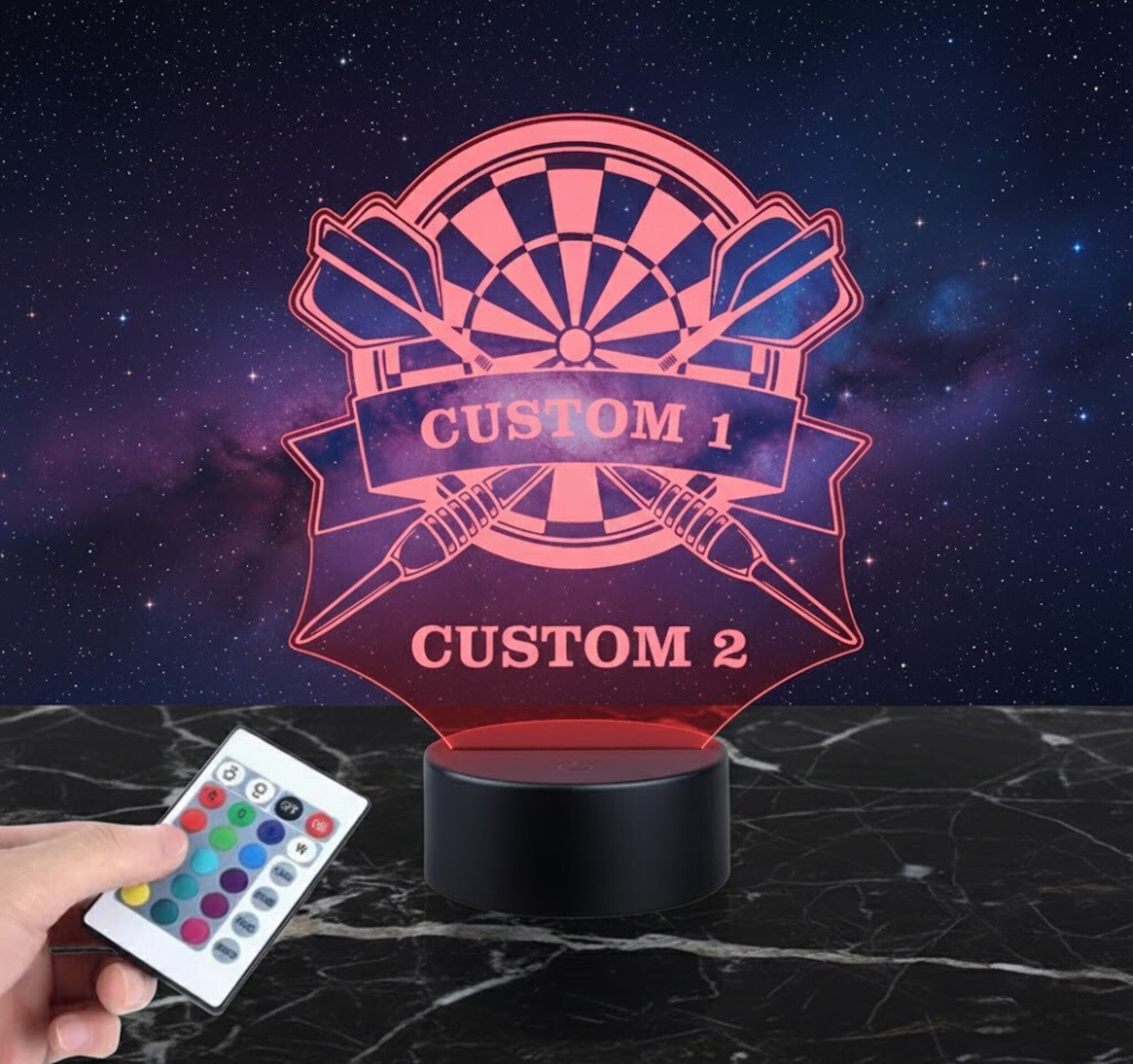Lámpara LED 3D Diana de dardos para club o fans Personalizable - 2