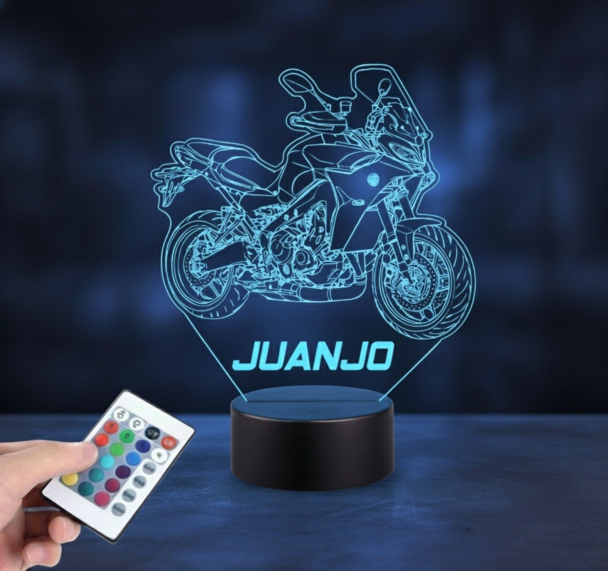 Lampara led 3d Moto Yamaha Tracer 9. año 2021. personalizable, sobremesa - 3
