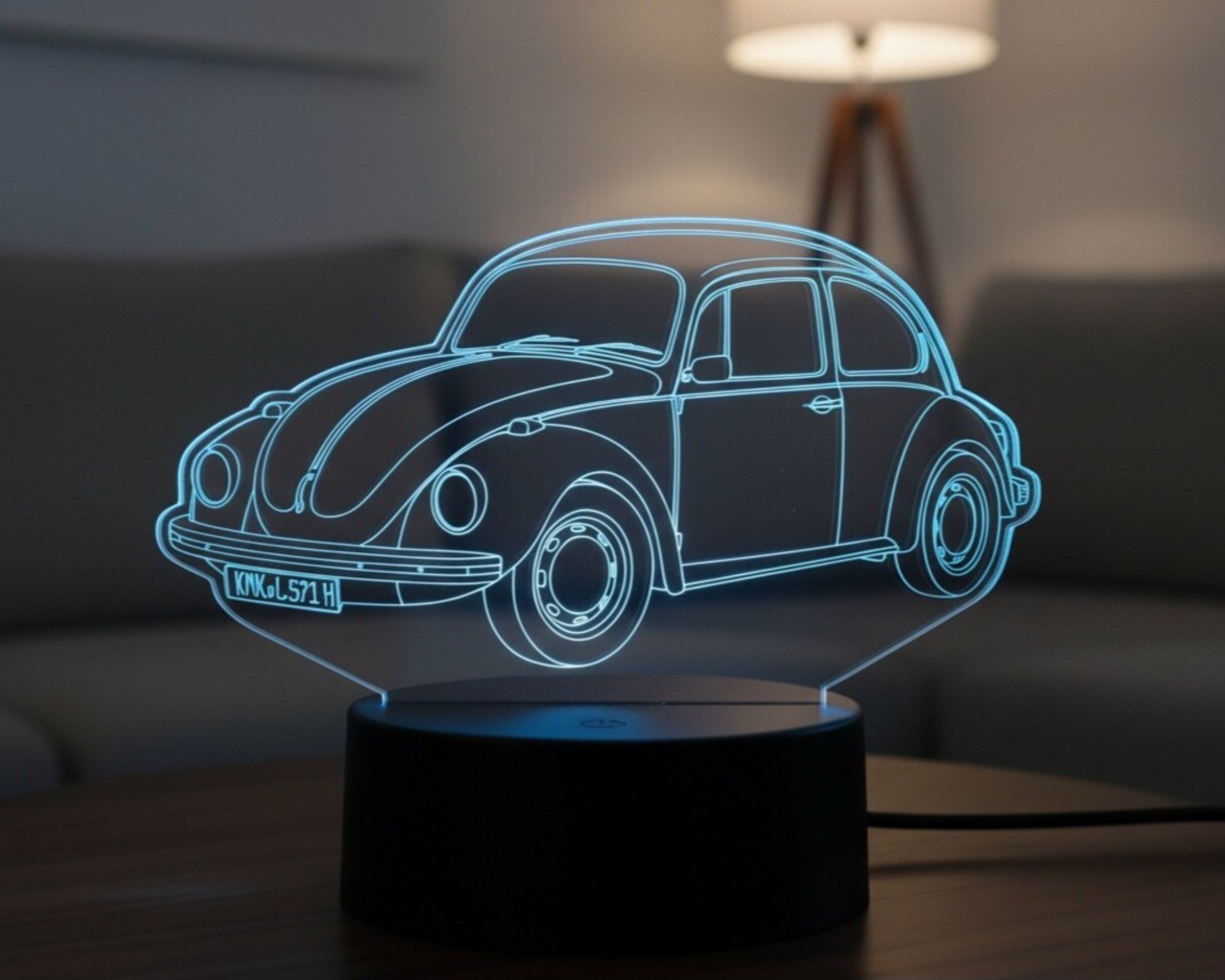 Lampara led 3D coche clasico Volkswagen Beetle o tipo 1. Personalizable - 6