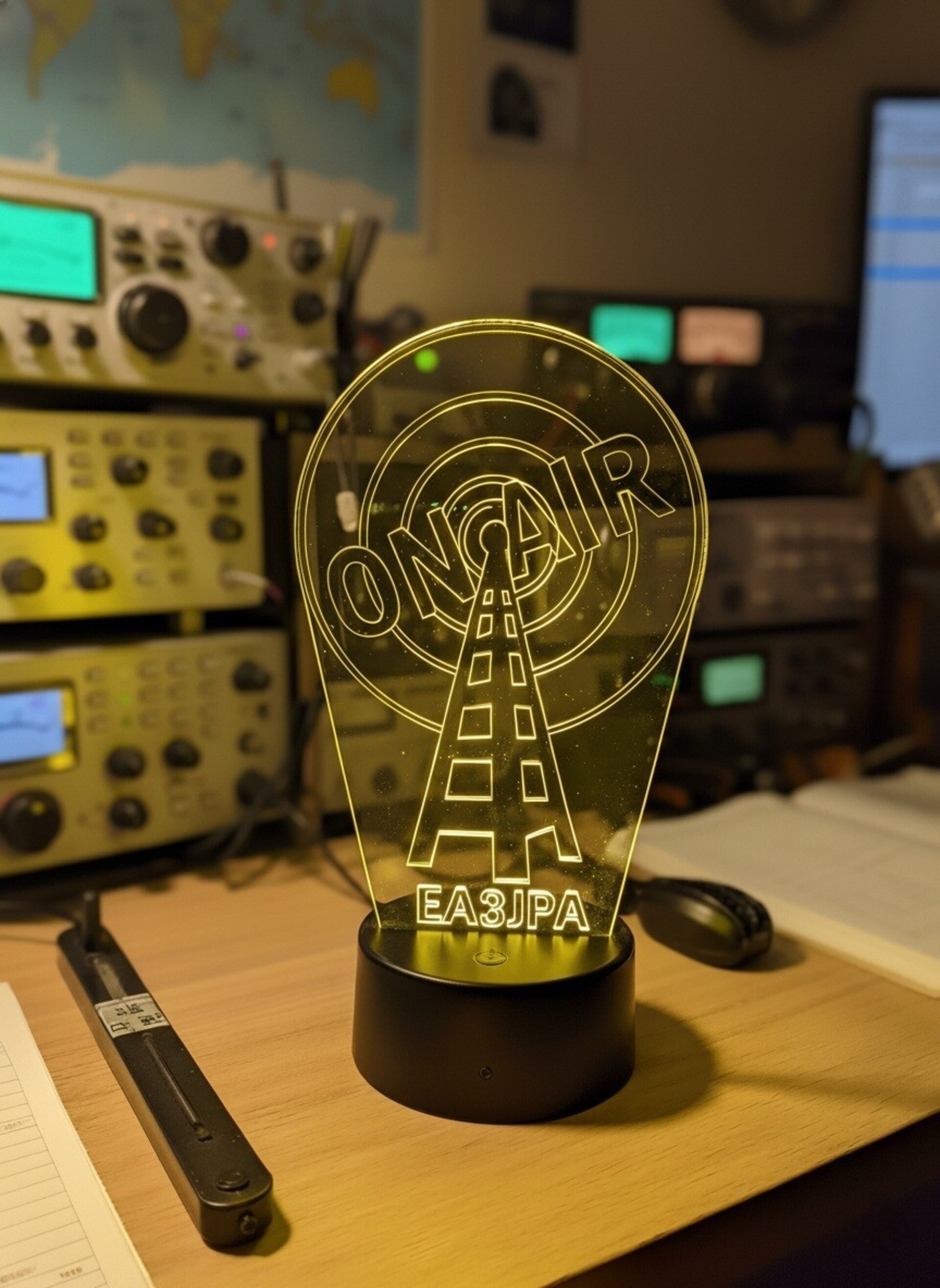 Lampara led 3d antena indicativo radioaficionados personalizable, sobremesa - 4