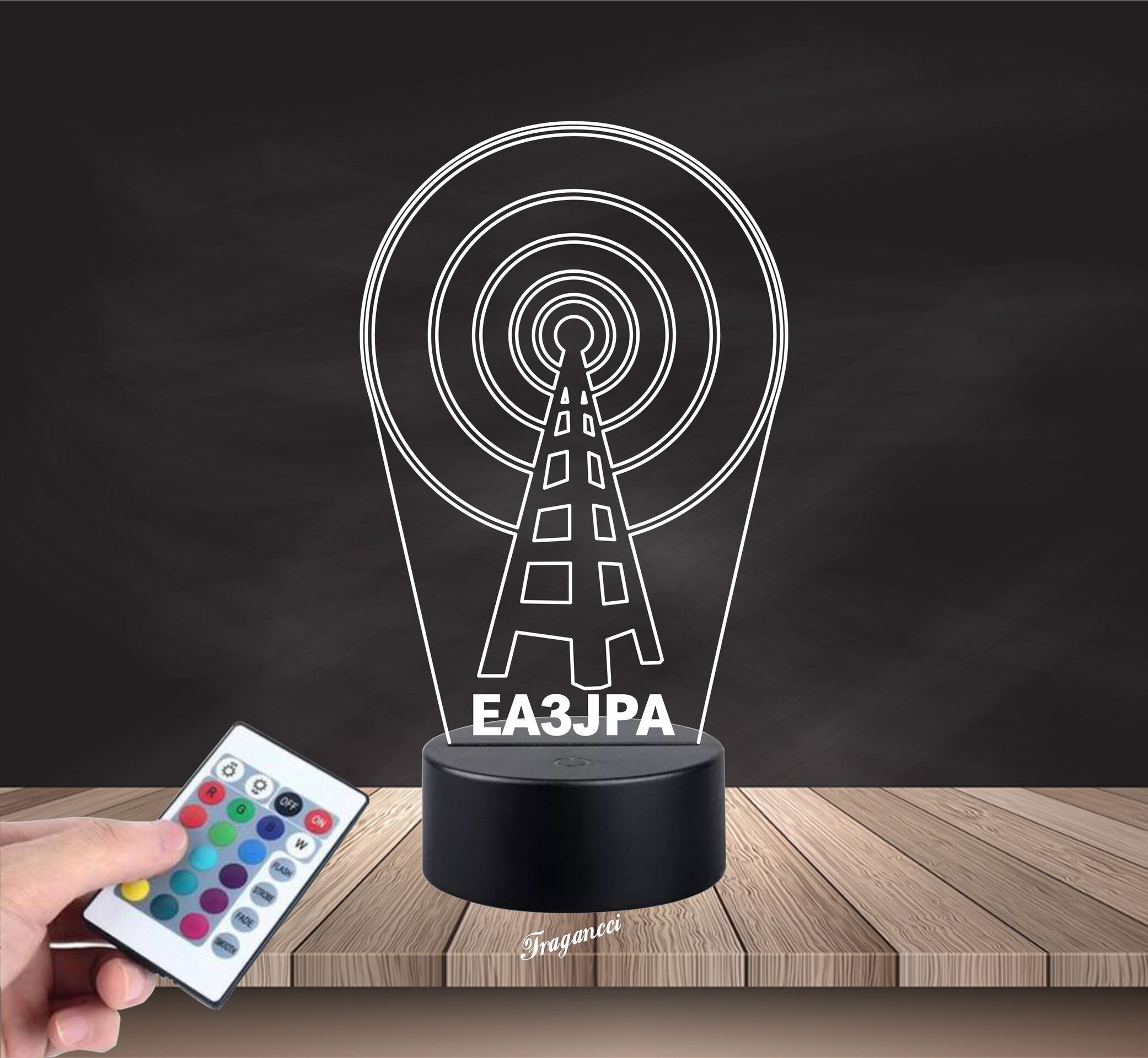 Lampara led 3d antena indicativo radioaficionados personalizable, sobremesa - 12