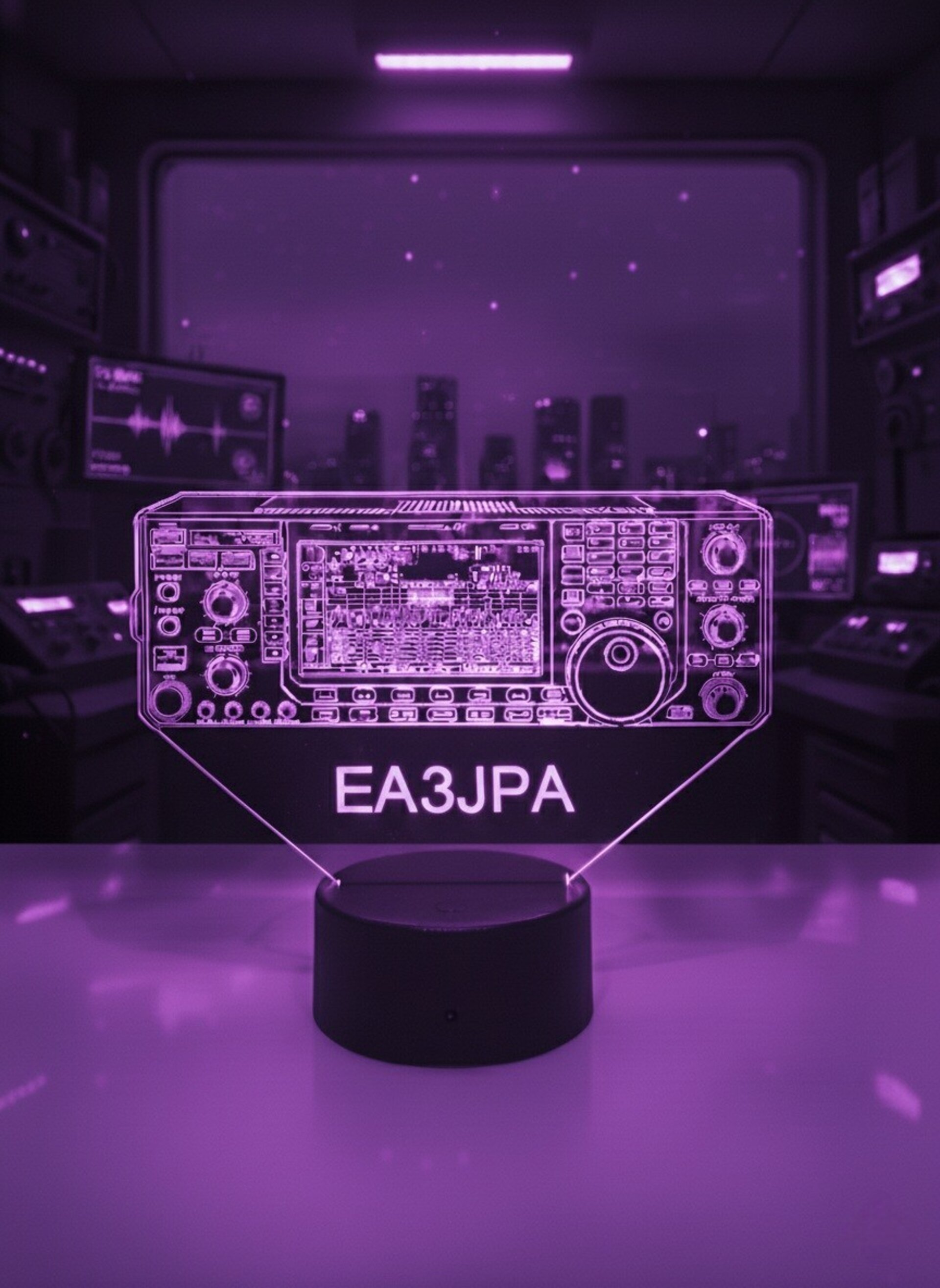 Lampara led 3d Emisora radioaficionado ICOM IC 7600 personalizada con indicativo - 3
