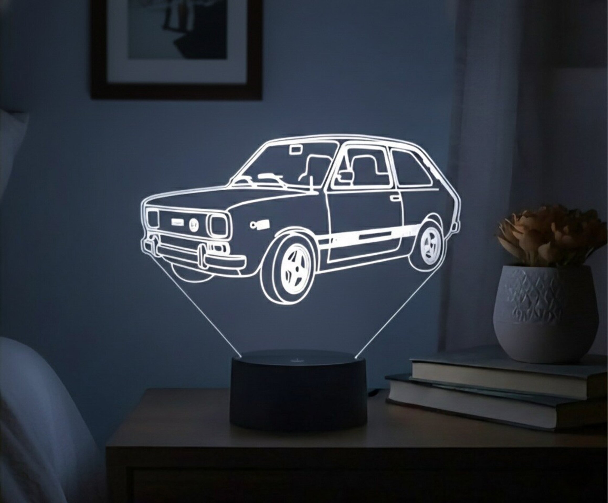 Lampara led 3D coche clasico Seat 133. Personalizable - 7