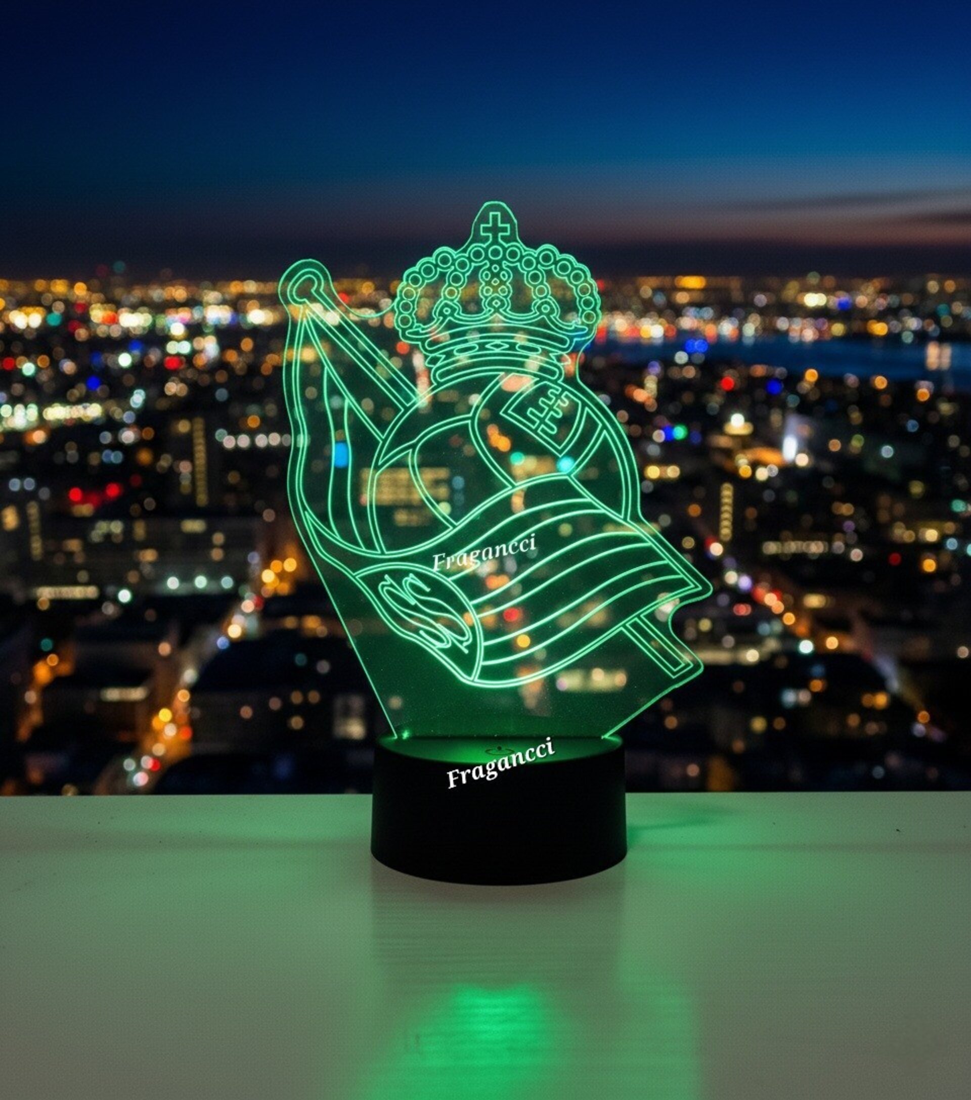 Lampara led 3d Escudo Futbol R Sociedad personalizable, Lámpara led sobremesa - 4