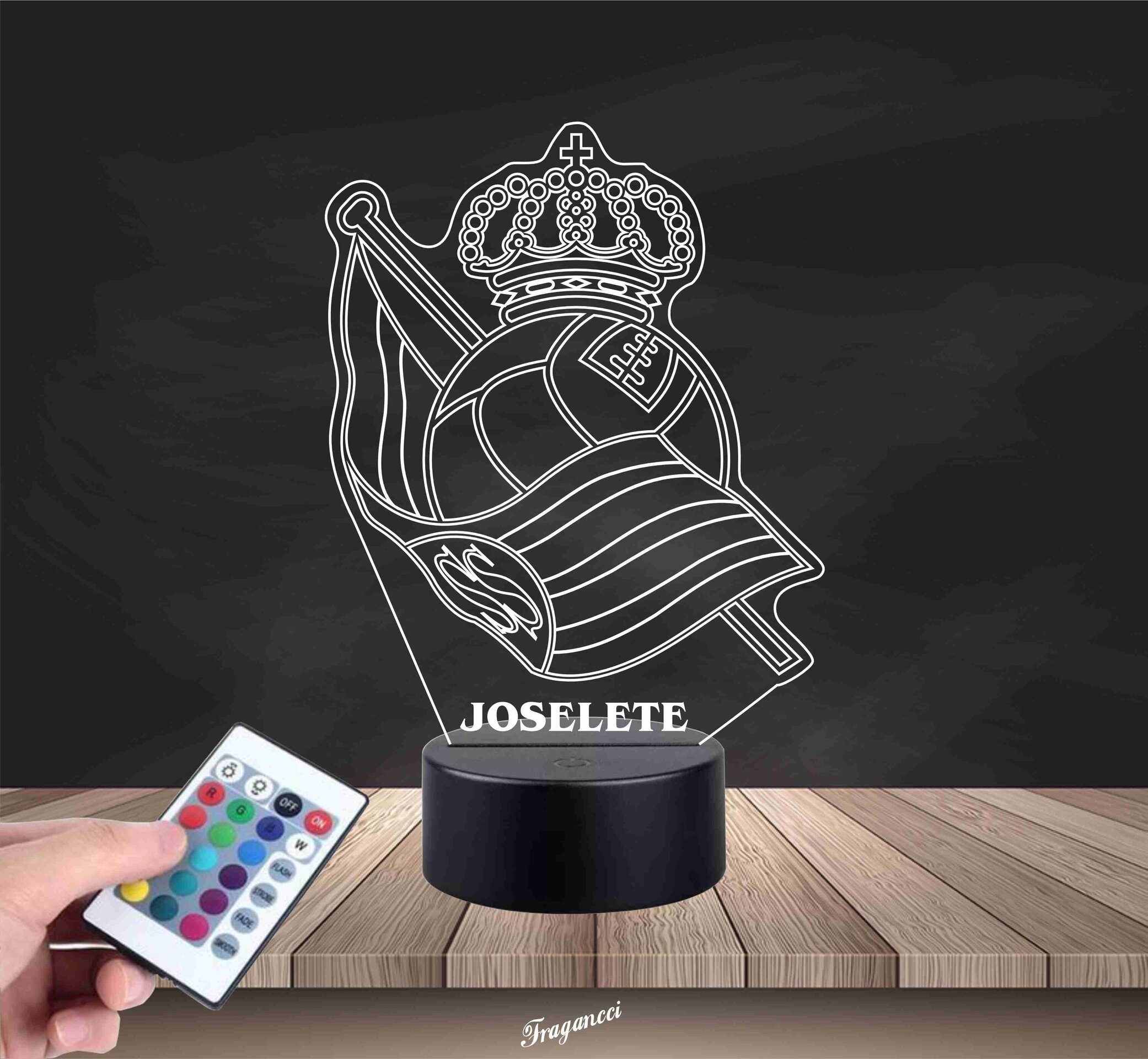 Lampara led 3d Escudo Futbol R Sociedad personalizable, Lámpara led sobremesa - 7