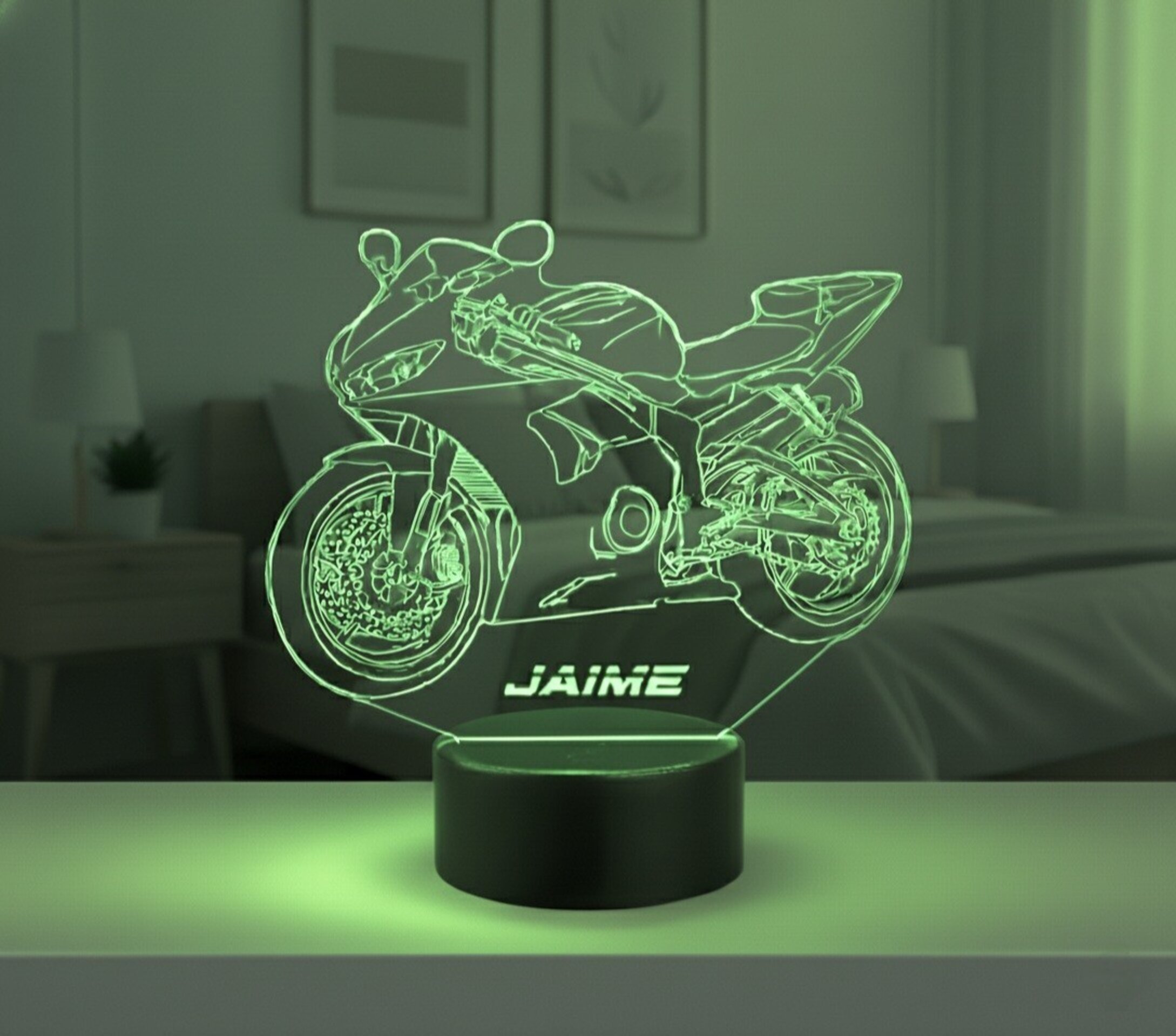 Lampara led 3d Moto Yamaha R6 año 2001. personalizable, sobremesa - 1