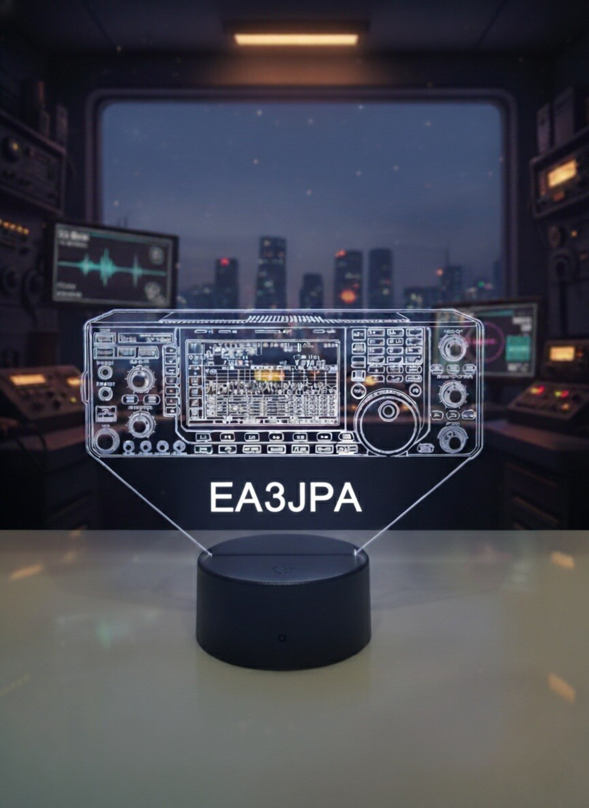 Lampara led 3d Emisora radioaficionado ICOM IC 7600 personalizada con indicativo - 4