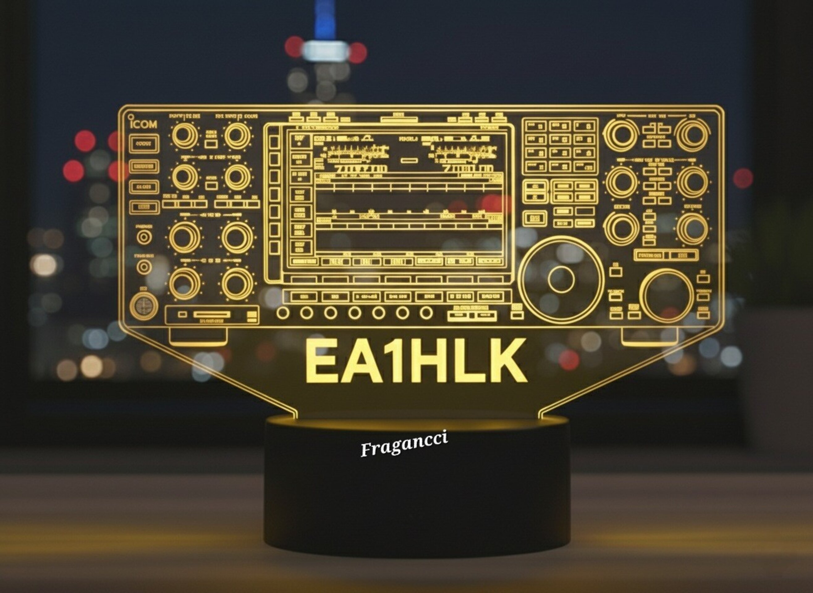 Lampara led 3d Emisora radioaficionado ICOM IC 7851 personalizada con indicativo - 3