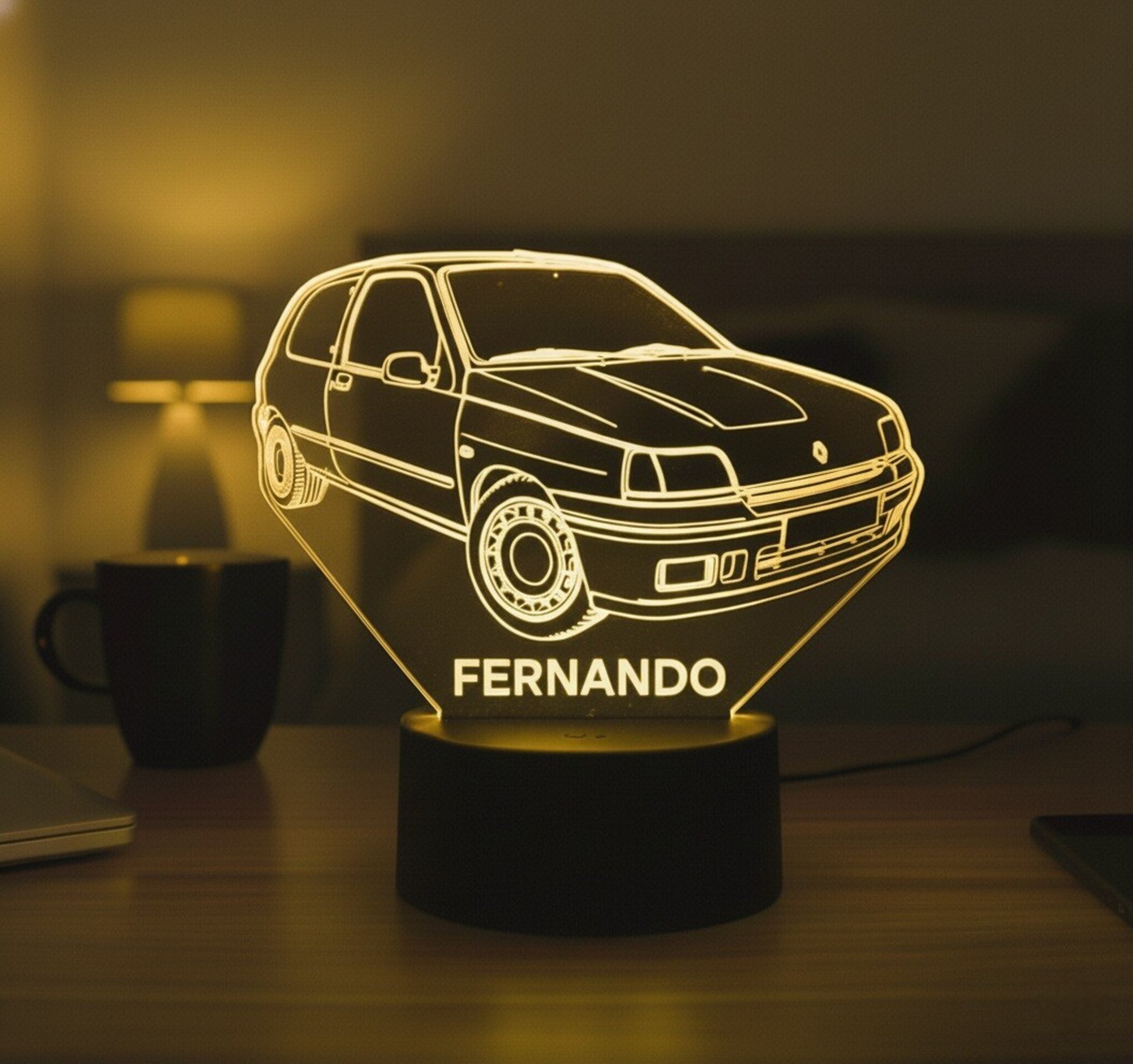 Lampara led 3D coche Renault Clio 16V. Personalizable - 4