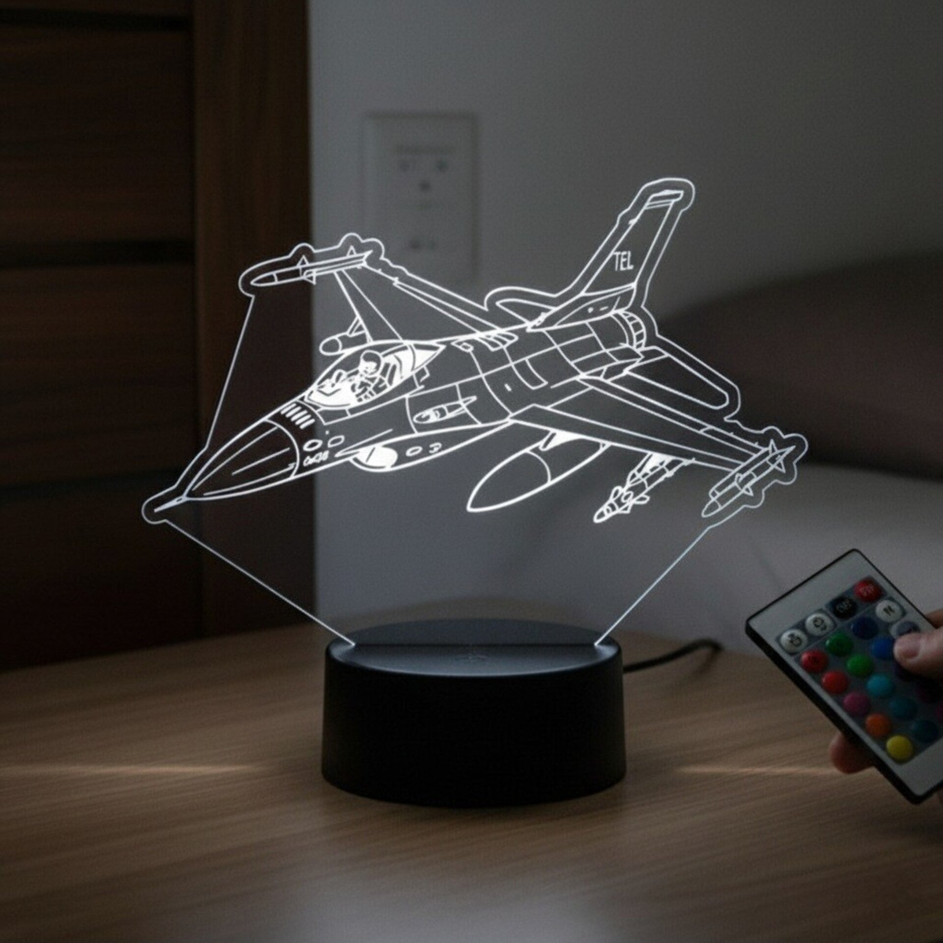 Lampara led 3d Avion combate F-16 Fighting Falcon personalizada con nombre - 7