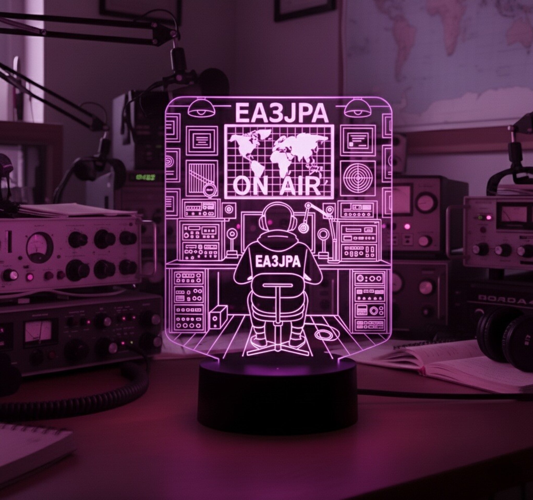 Lampara led 3d Sala radio radioaficionado personalizada con indicativo - 5