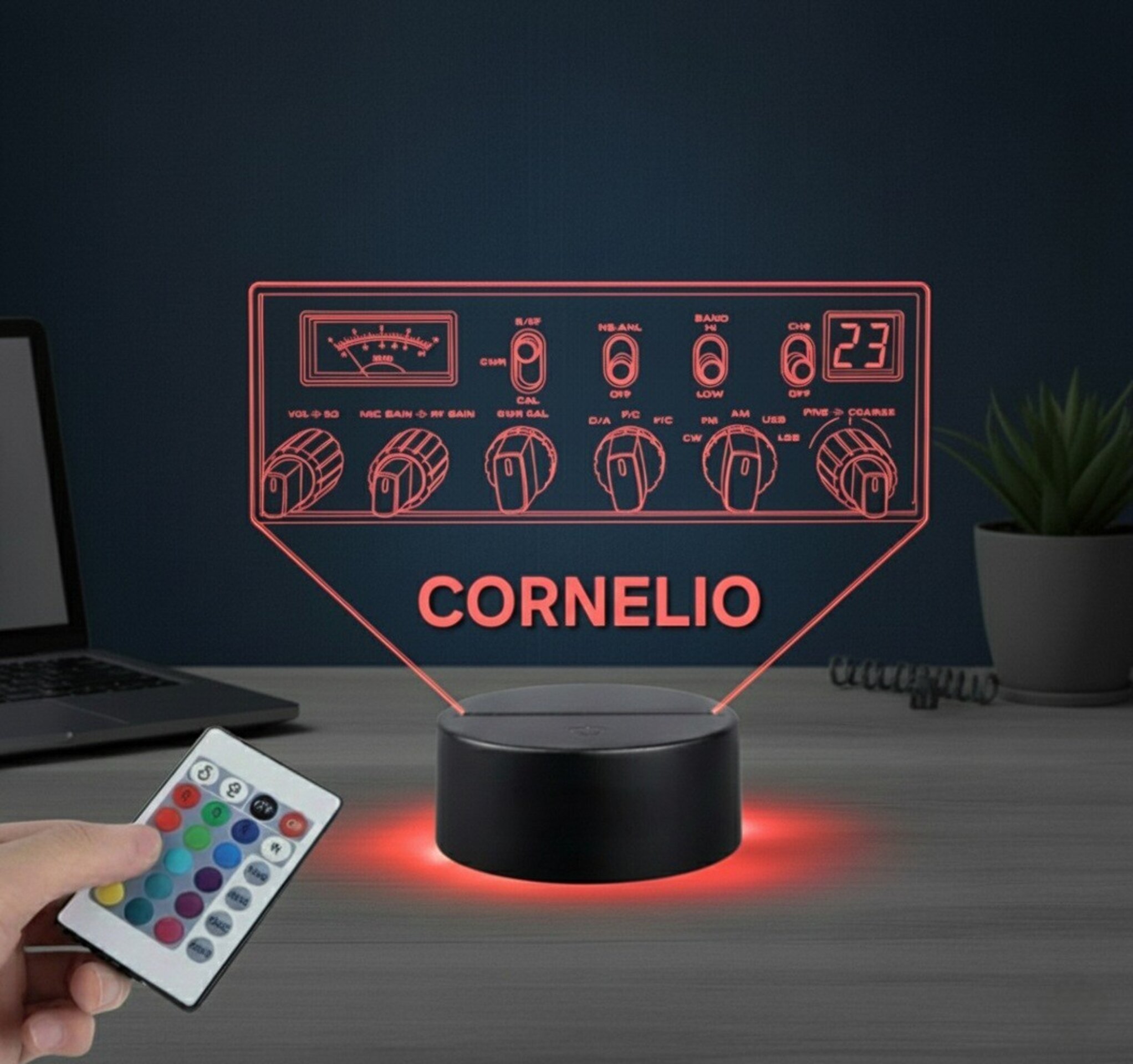 Lampara led Emisora radioaficionado Super Star 3900 personalizada + indicativo - 4