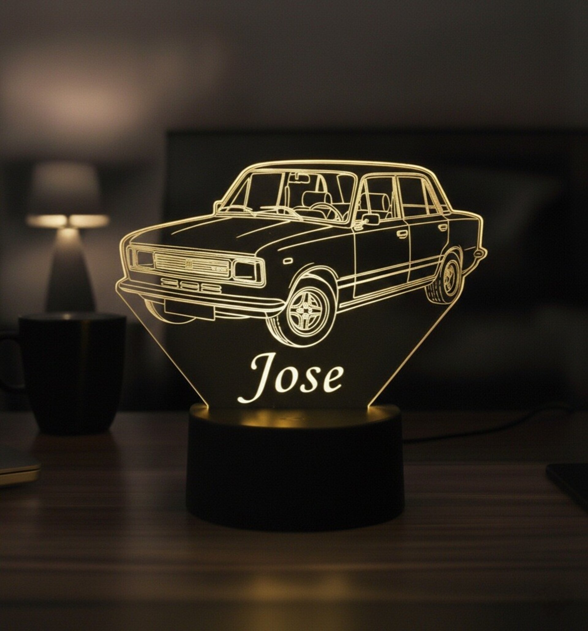 Lampara led 3D coche clasico Seat 124. Personalizable - 6