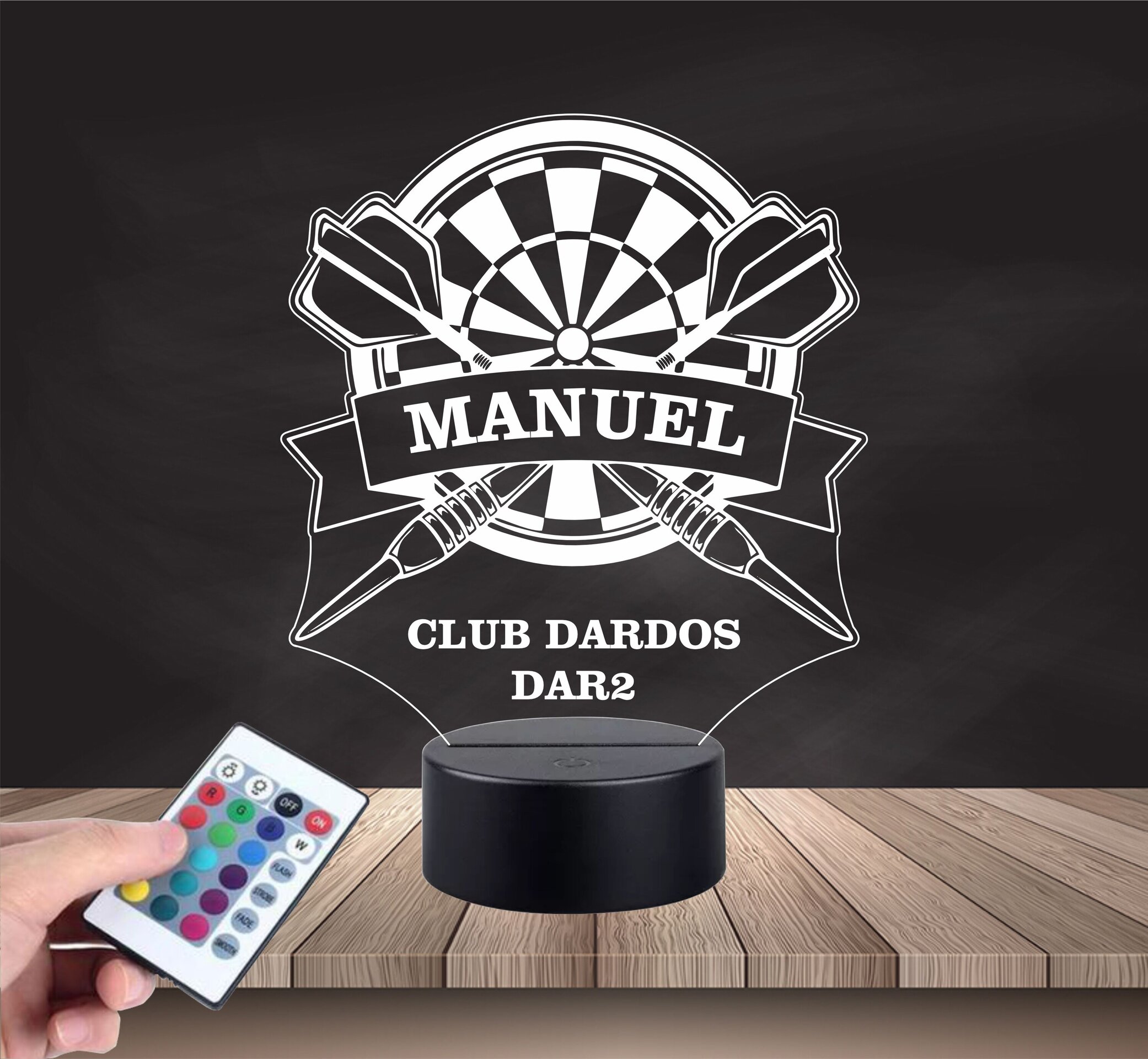 Lámpara LED 3D Diana de dardos para club o fans Personalizable - 8