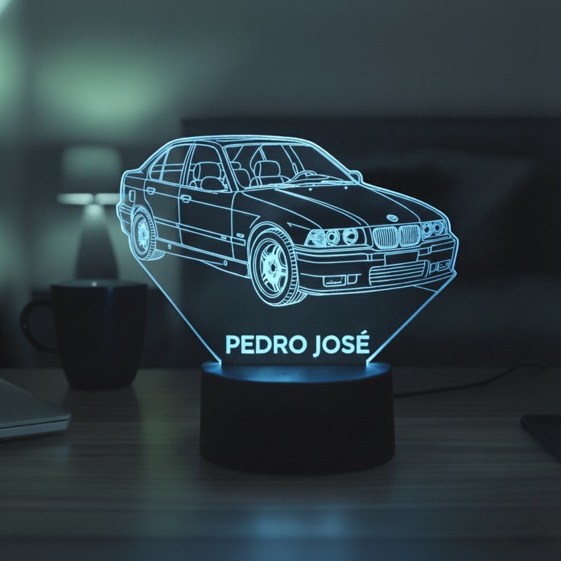 Lampara led 3D coche Bmw E36 M3 Berlina. Personalizable - 5