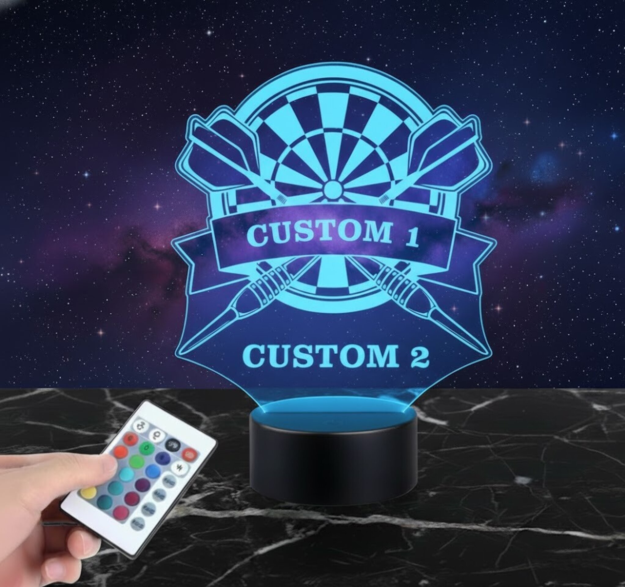 Lámpara LED 3D Diana de dardos para club o fans Personalizable - 7