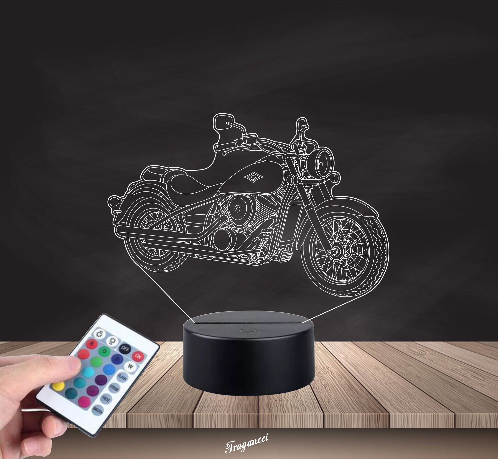 Lampara led 3d Moto Kawasaki Vulcan 900 año 2009 personalizable, sobremesa - 9