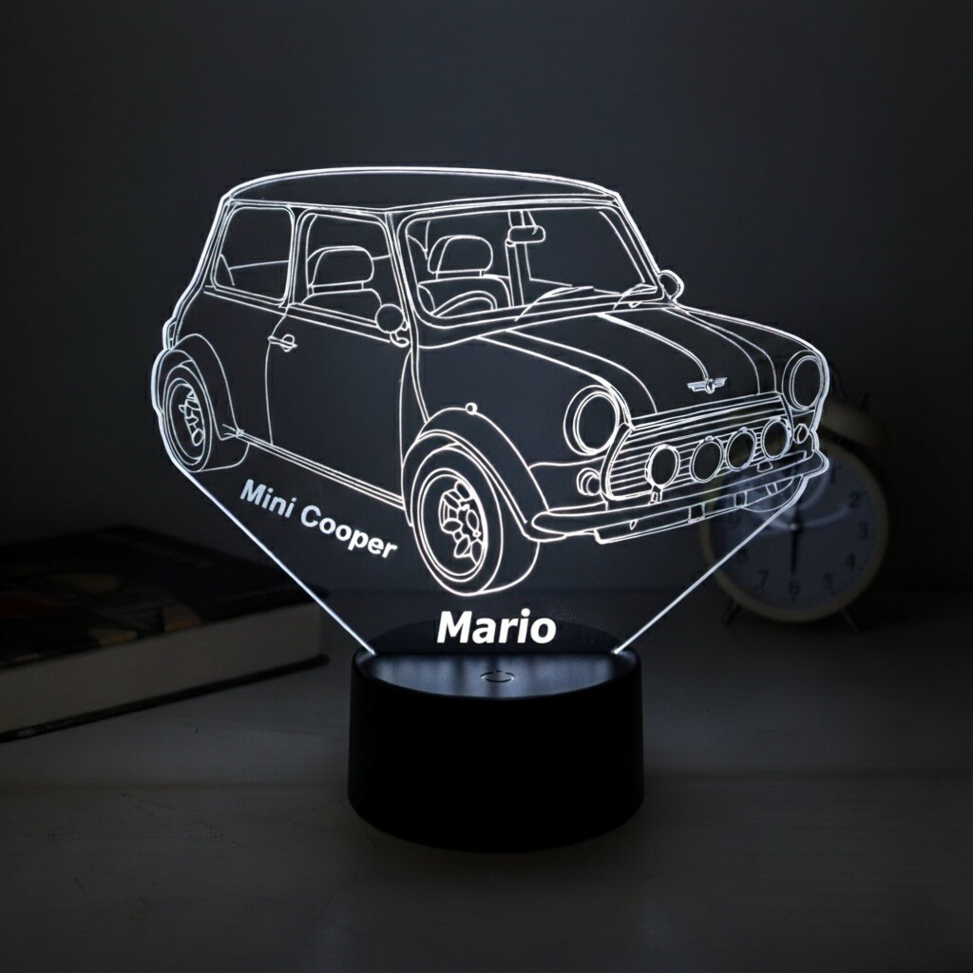 Lampara led 3D coche clasico Mini cooper. Personalizable - 6