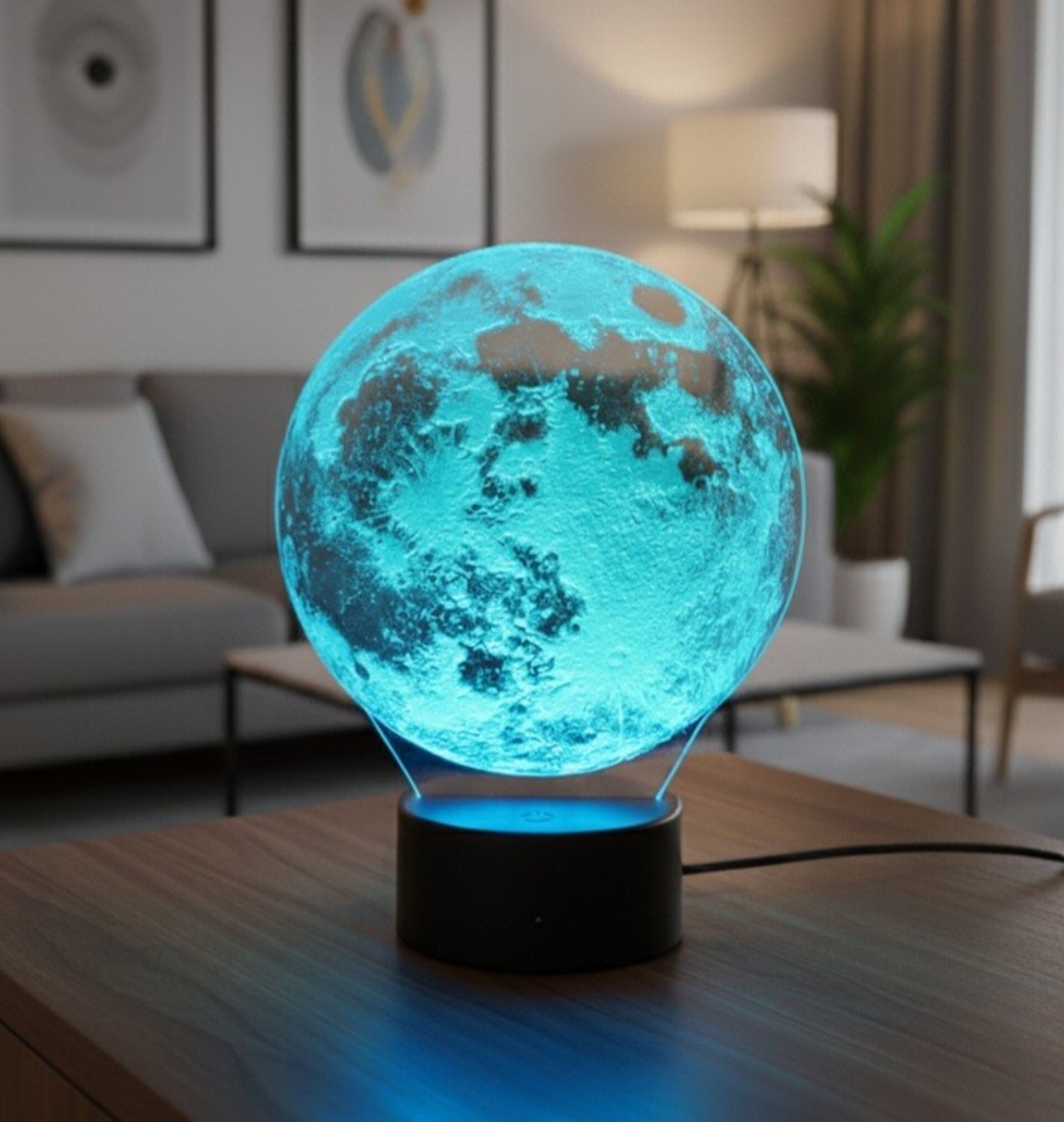 Lampara led 3d Preciosa Luna para decorar salon, domitorio, salita. - 2