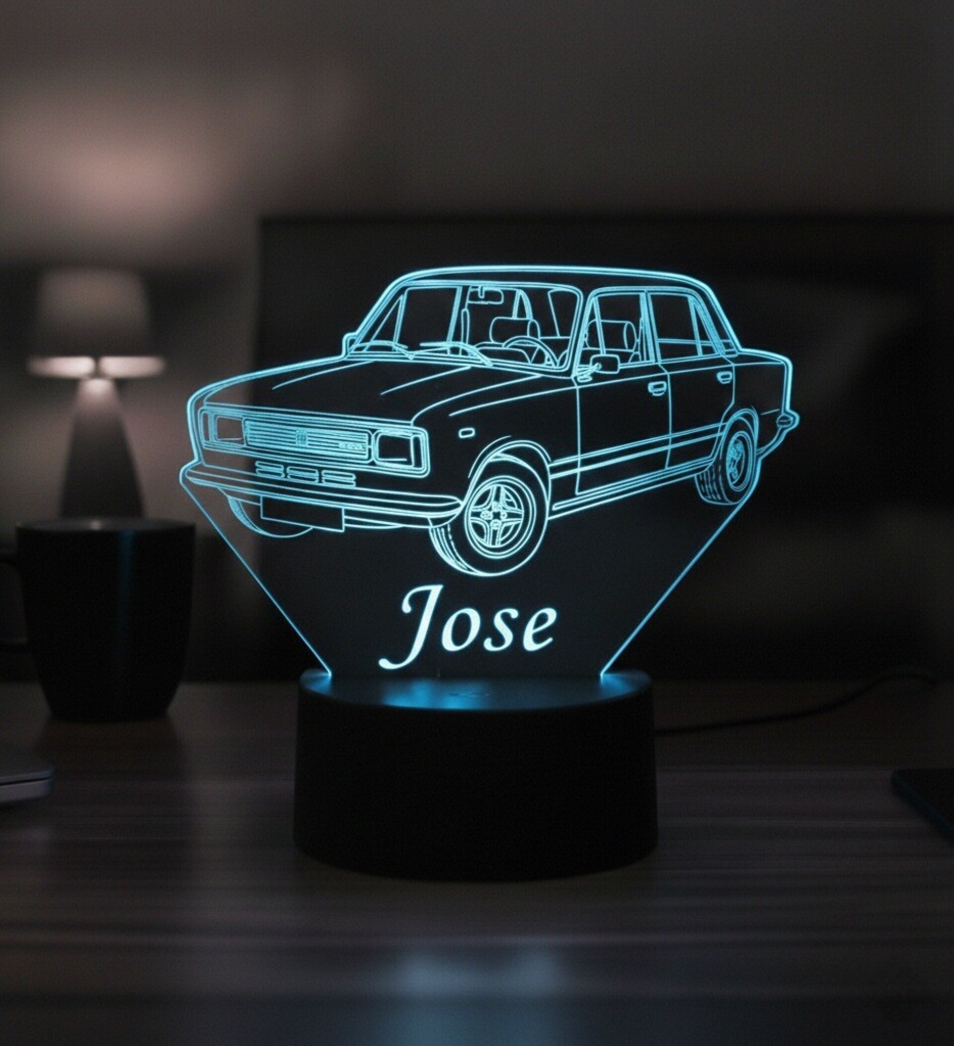 Lampara led 3D coche clasico Seat 124. Personalizable - 7