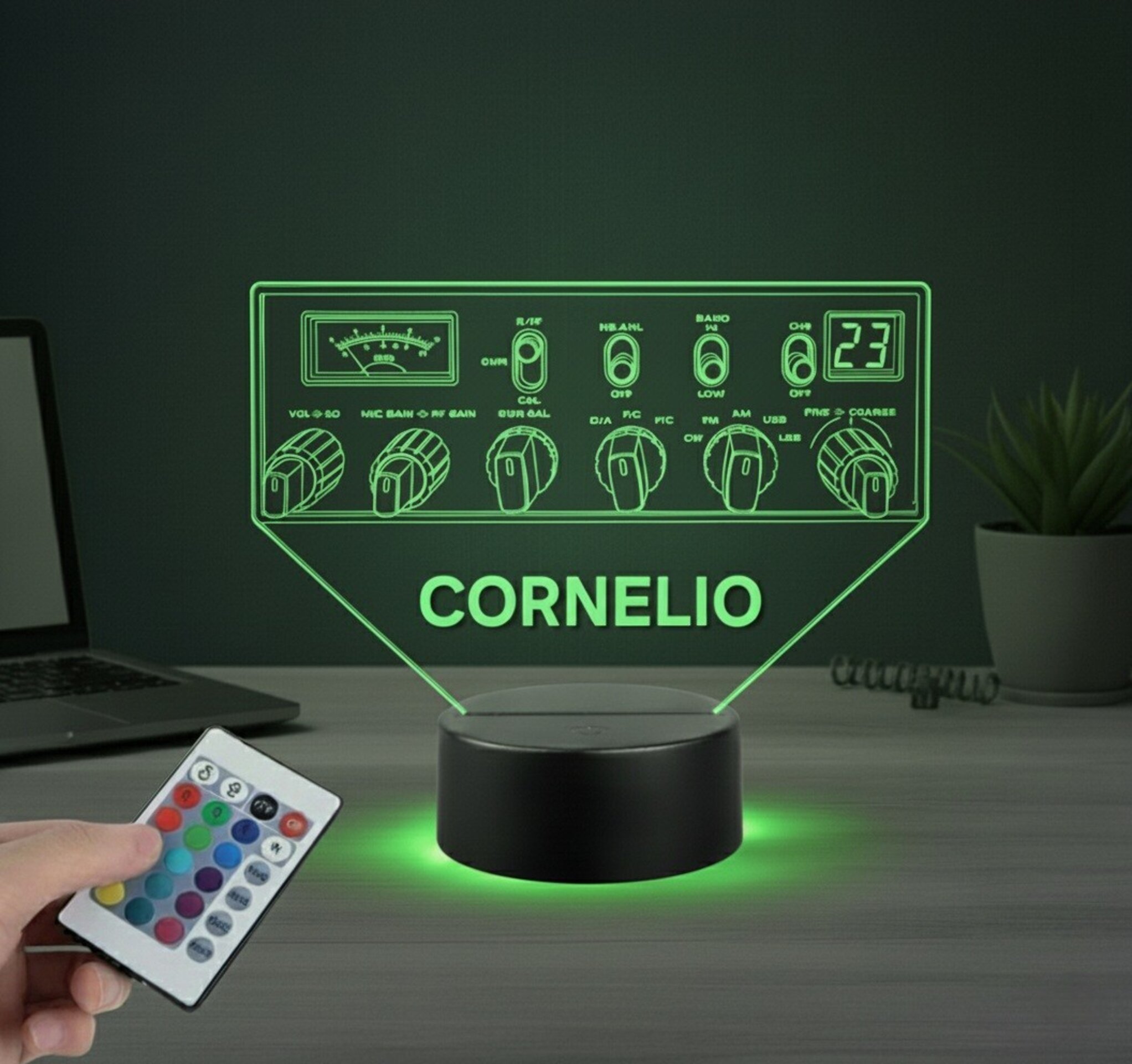 Lampara led Emisora radioaficionado Super Star 3900 personalizada + indicativo - 7