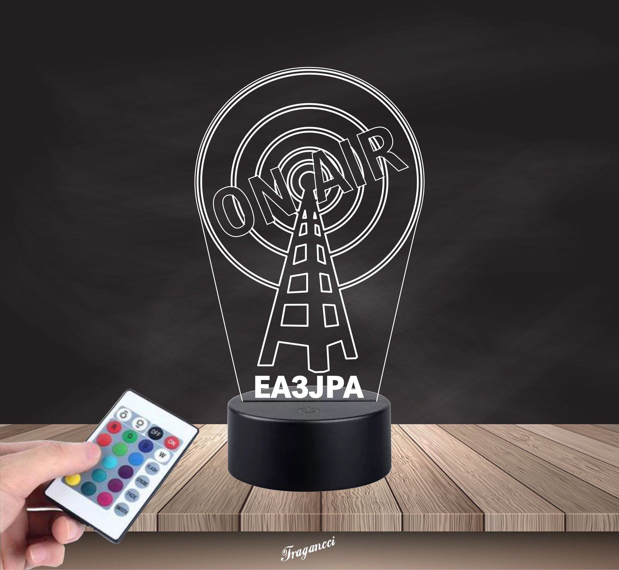 Lampara led 3d antena indicativo radioaficionados personalizable, sobremesa - 13