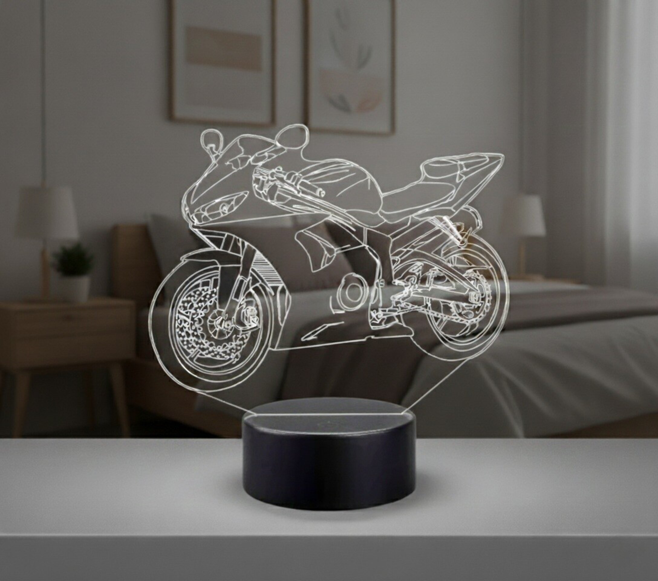 Lampara led 3d Moto Yamaha R6 año 2001. personalizable, sobremesa - 6