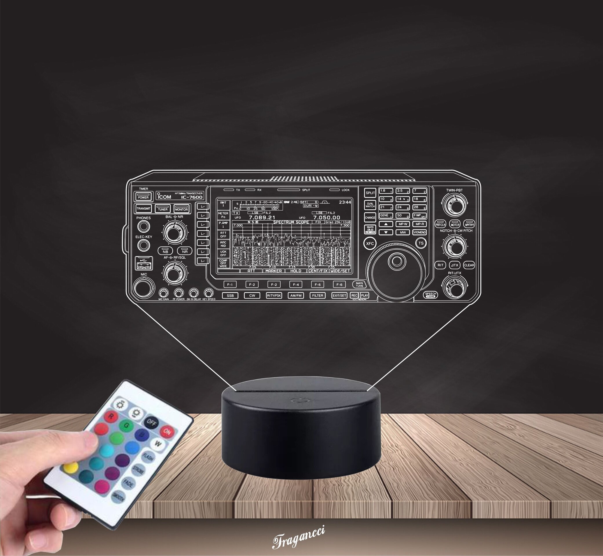 Lampara led 3d Emisora radioaficionado ICOM IC 7600 personalizada con indicativo - 8