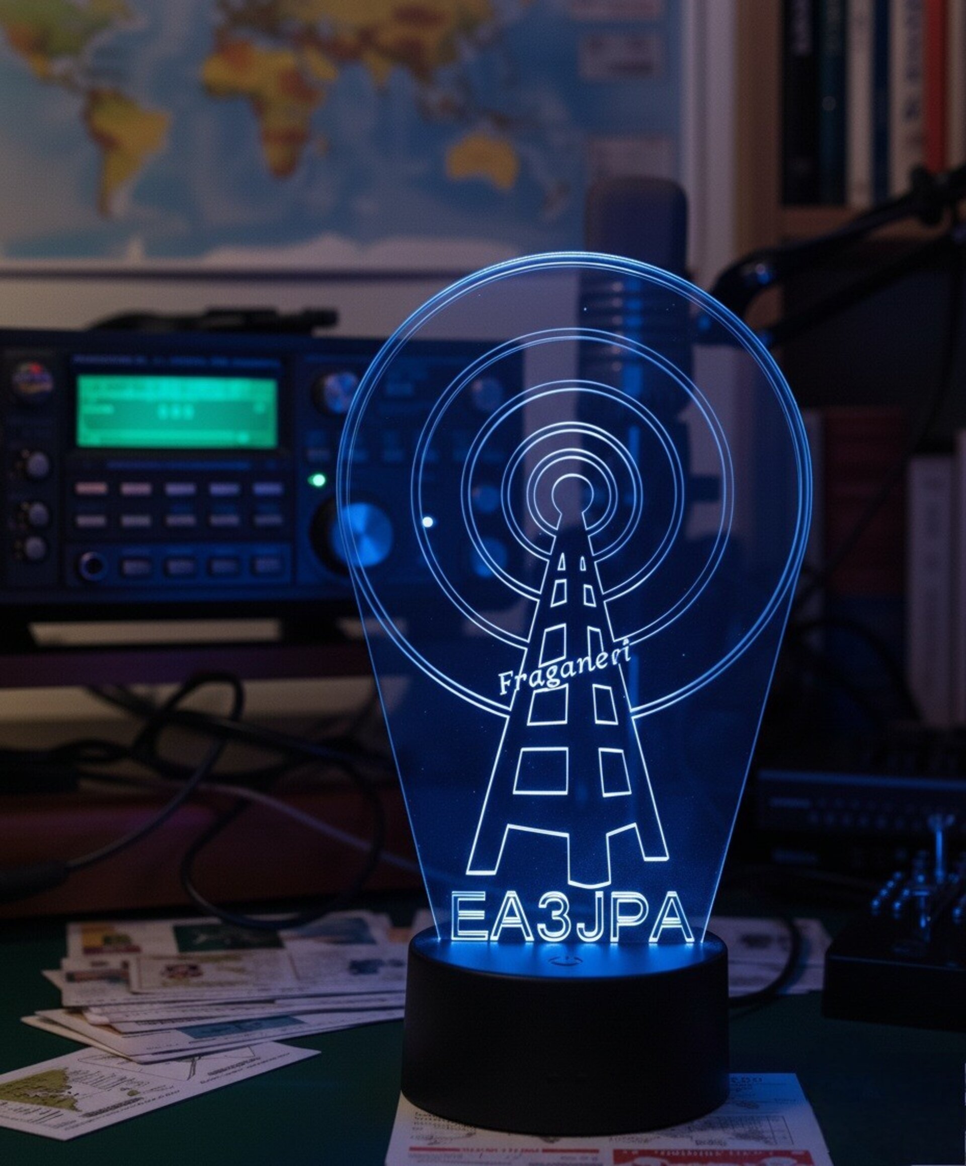 Lampara led 3d antena indicativo radioaficionados personalizable, sobremesa - 2
