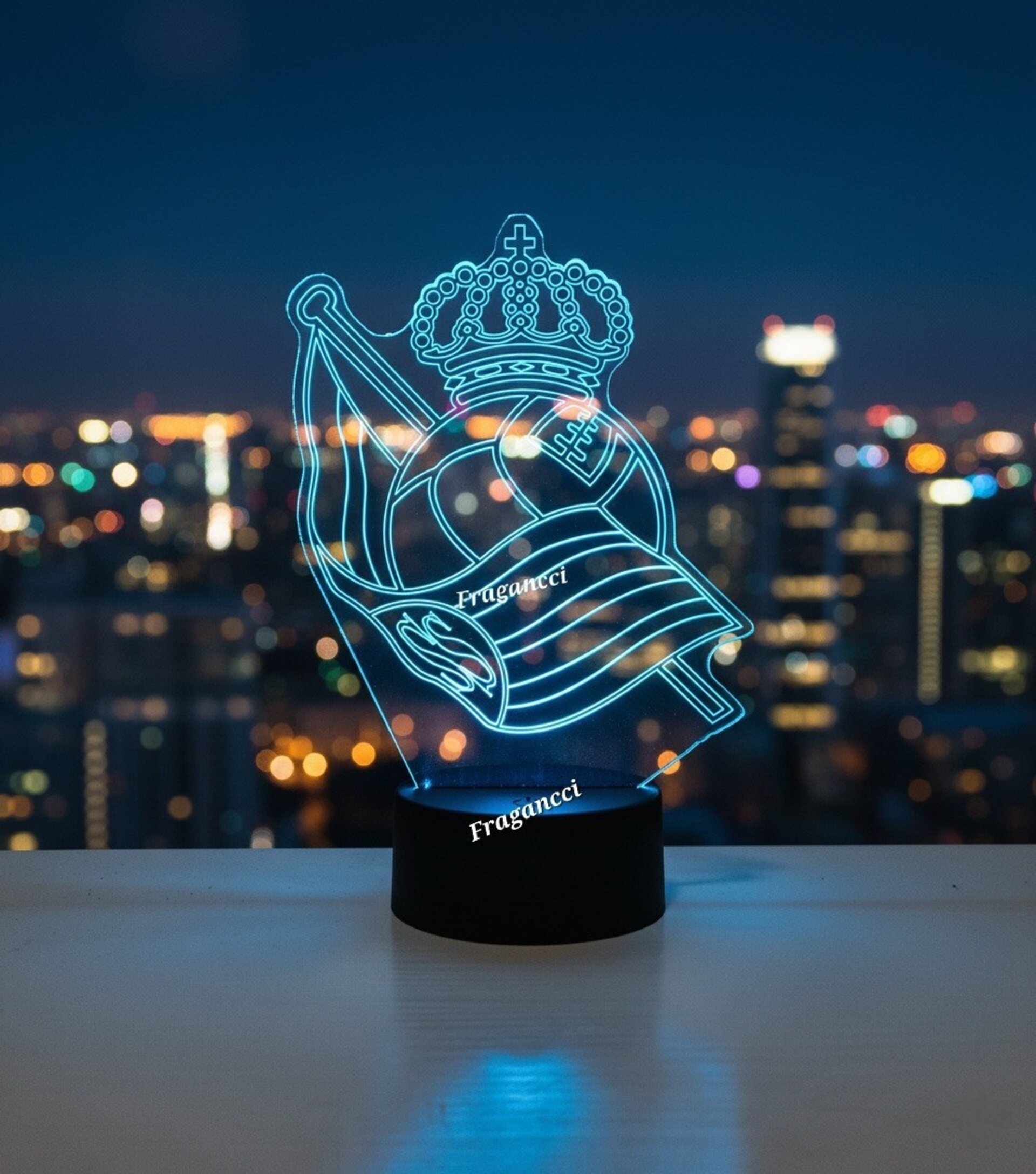 Lampara led 3d Escudo Futbol R Sociedad personalizable, Lámpara led sobremesa - 5