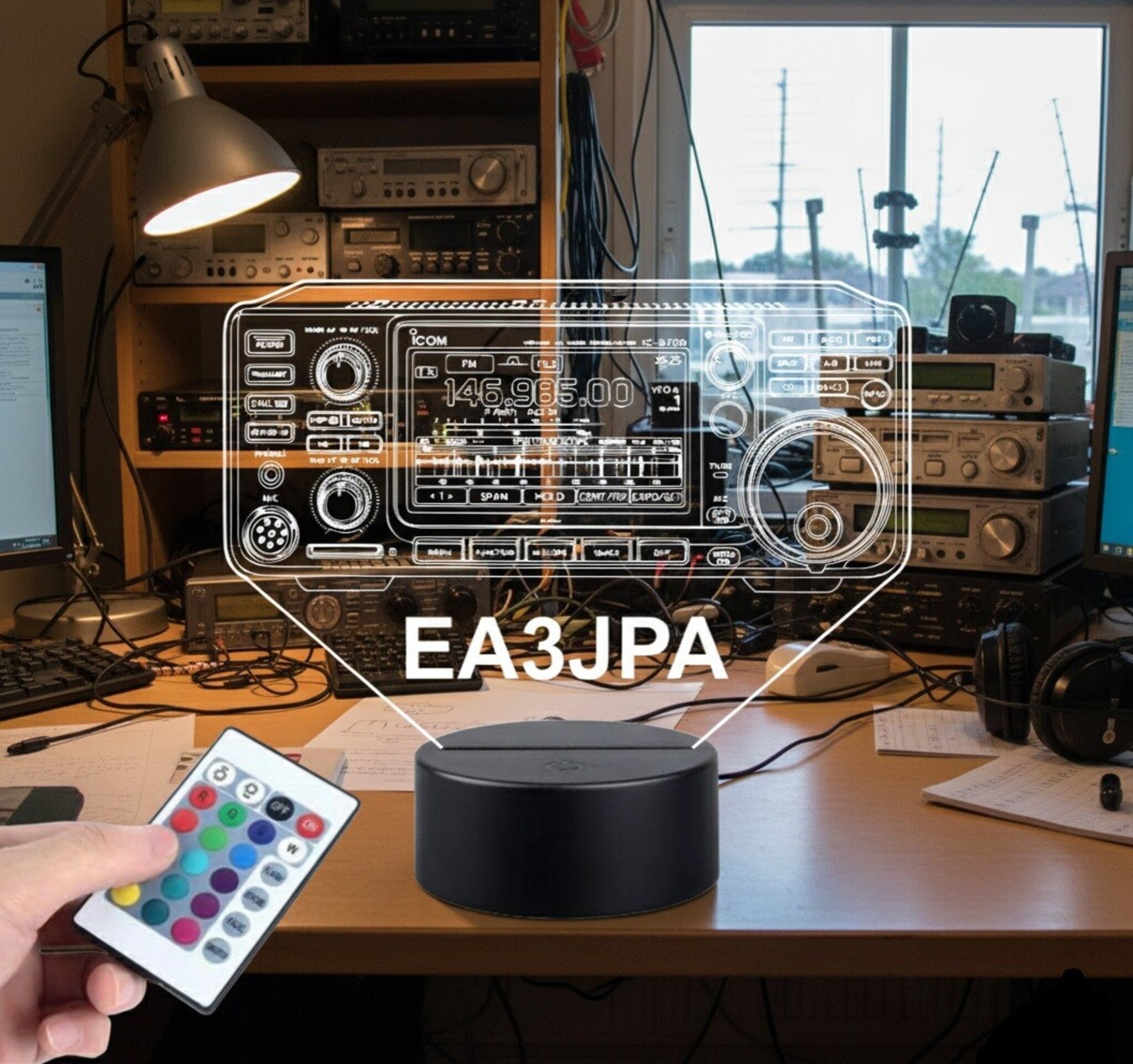 Lampara led Emisora radioaficionado ICOM IC 9700 personalizada con indicativo - 4