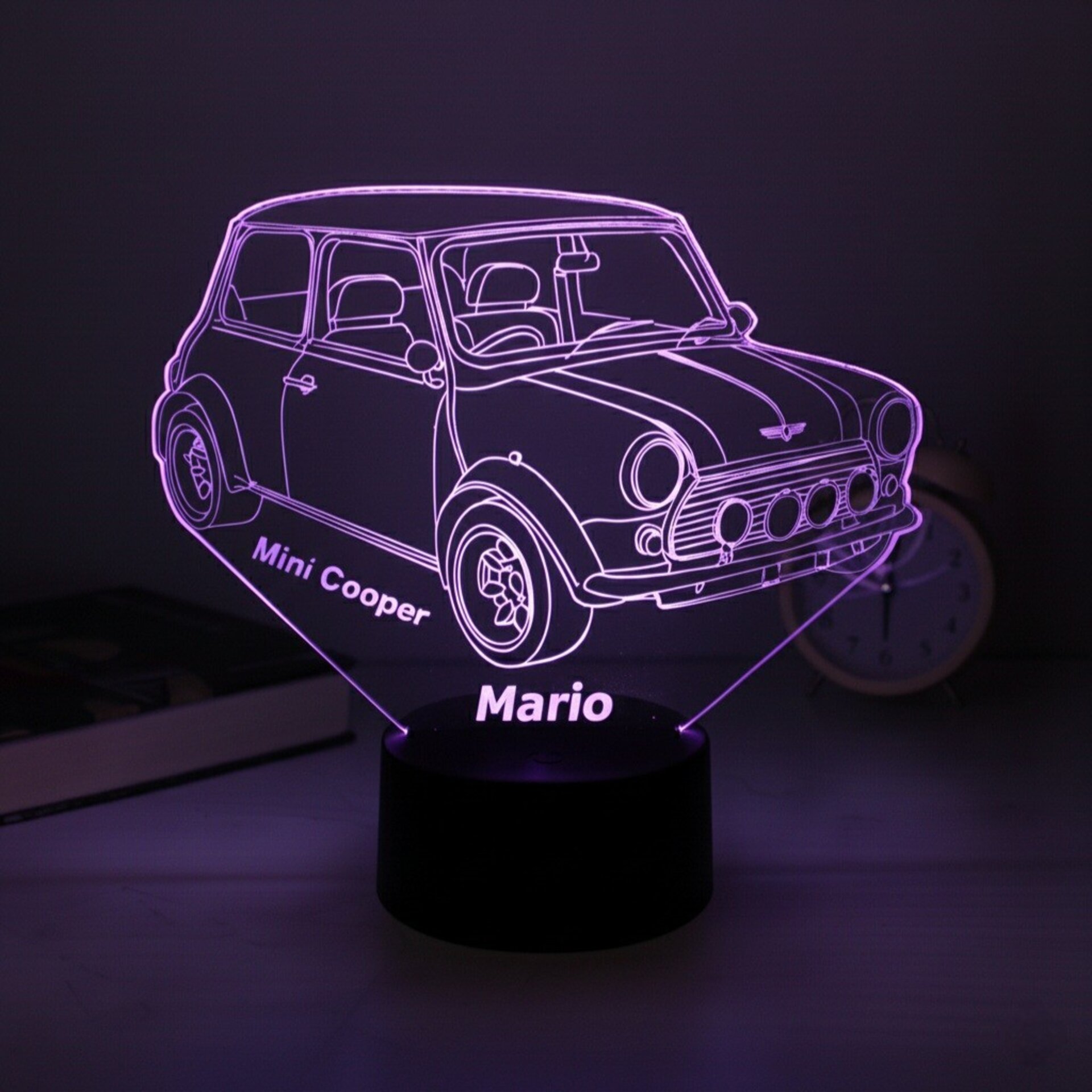 Lampara led 3D coche clasico Mini cooper. Personalizable - 3