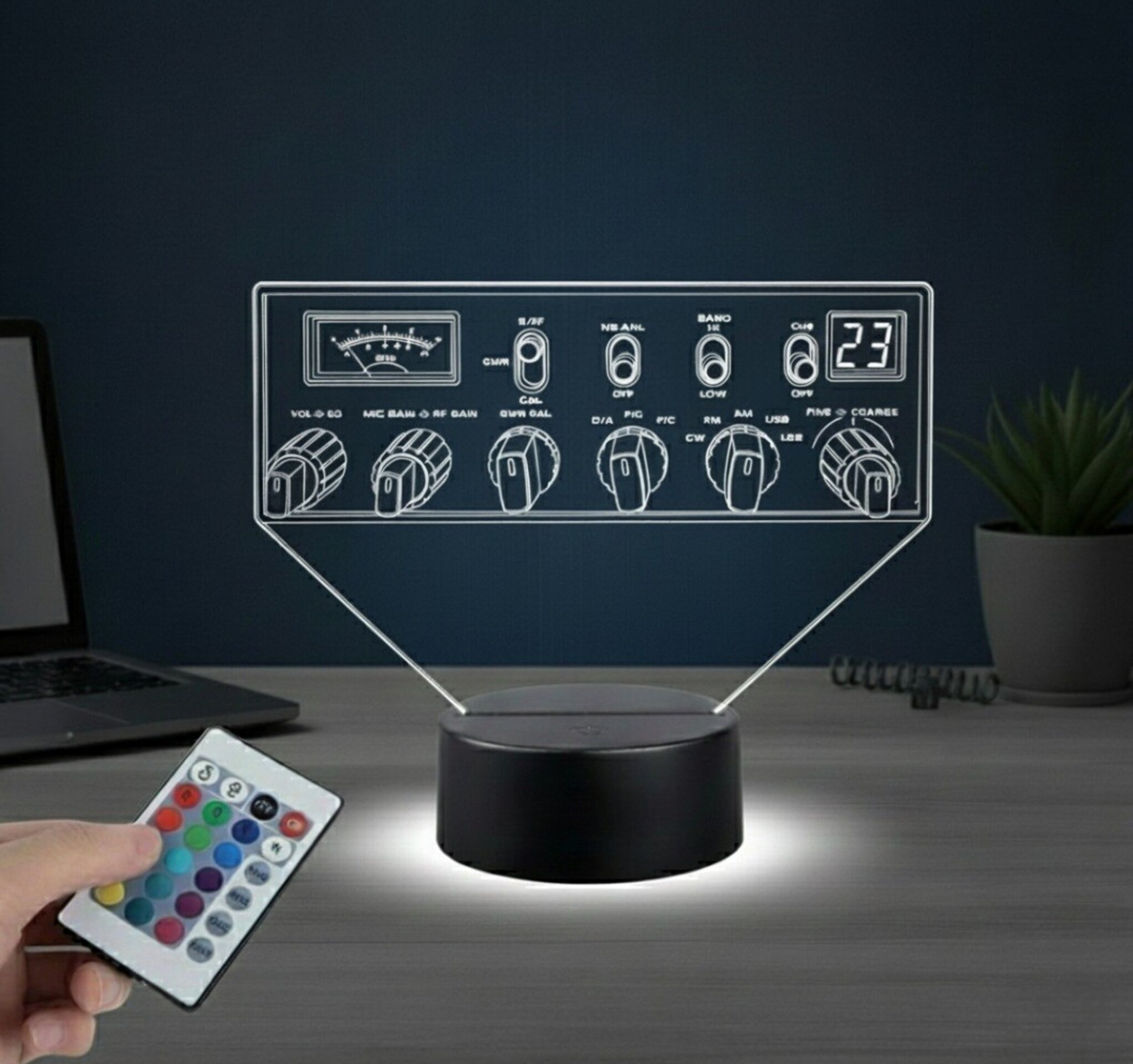 Lampara led Emisora radioaficionado Super Star 3900 personalizada + indicativo - 2