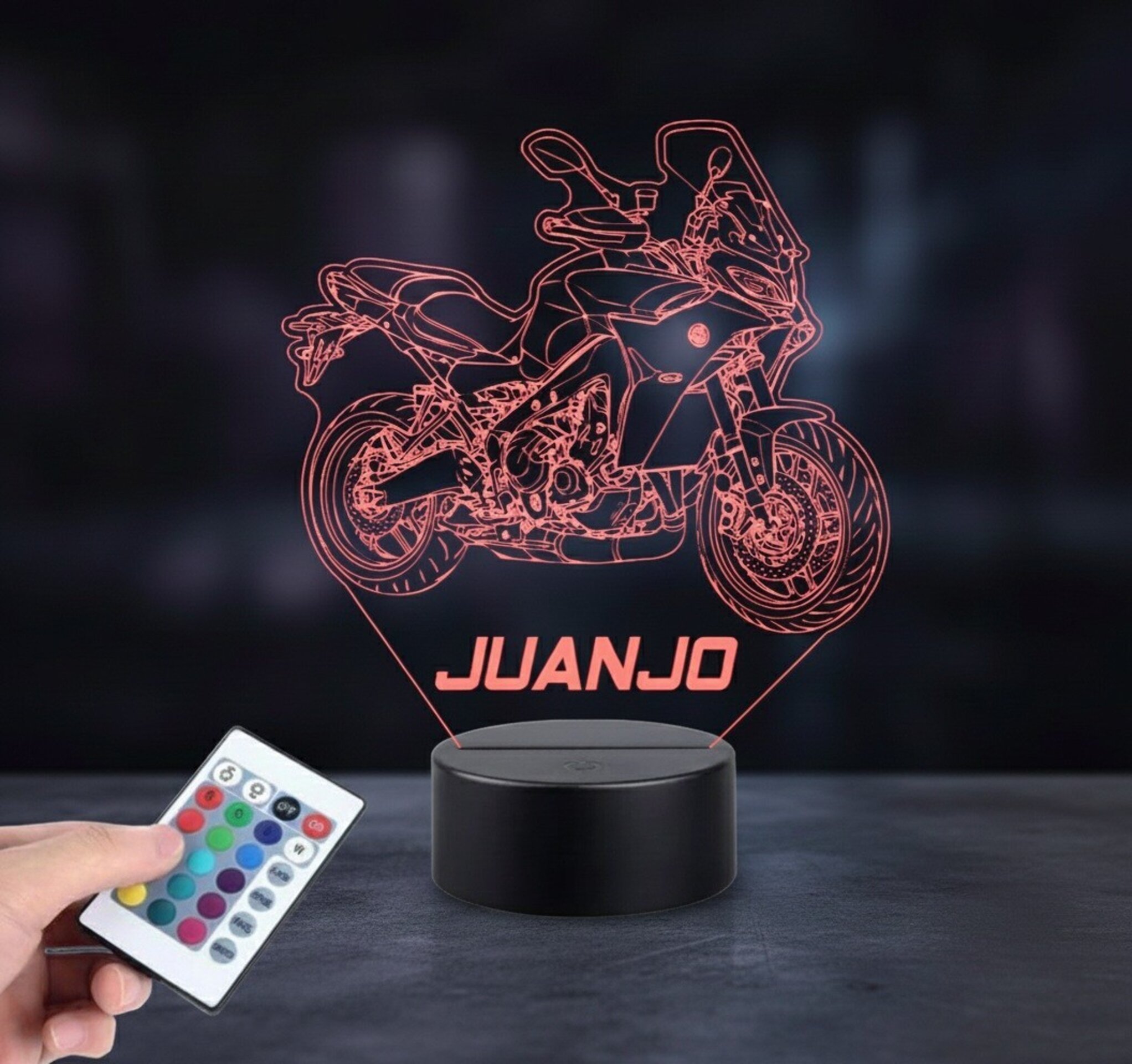 Lampara led 3d Moto Yamaha Tracer 9. año 2021. personalizable, sobremesa - 2