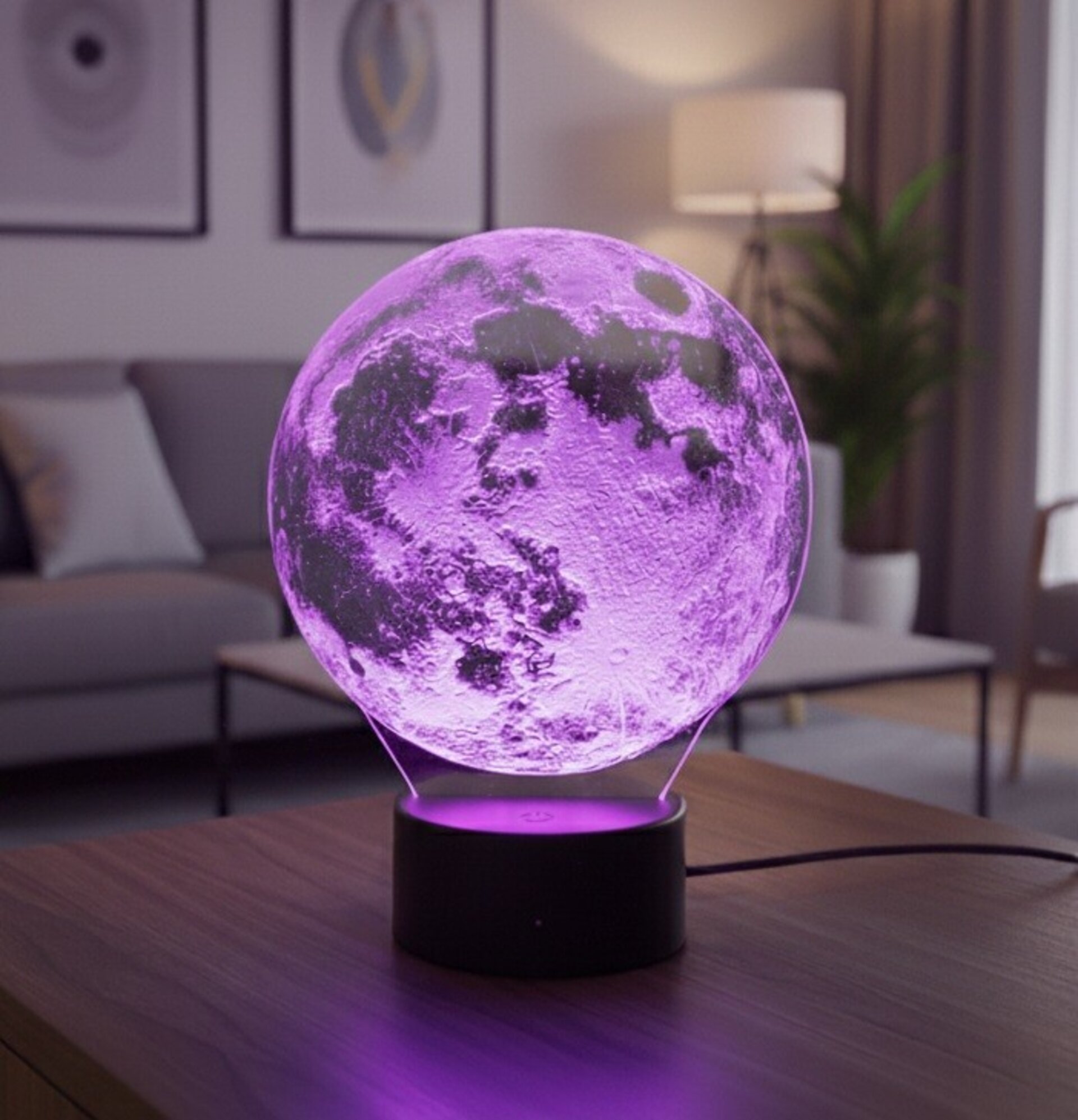 Lampara led 3d Preciosa Luna para decorar salon, domitorio, salita. - 4