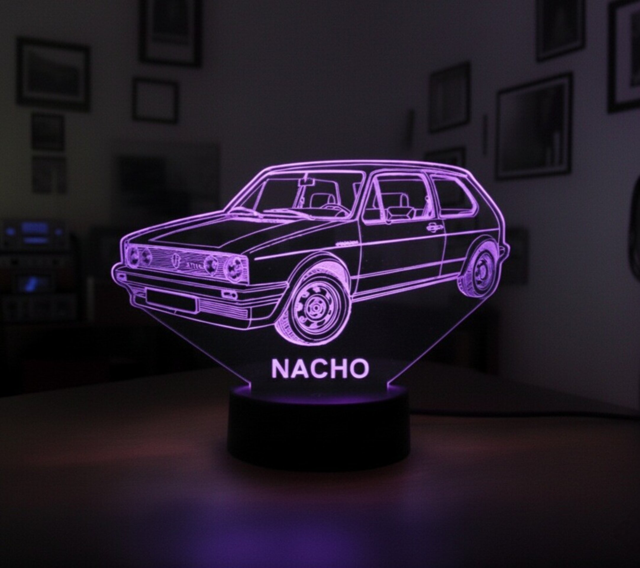 Lampara led 3D coche Volkswagen Golf 16S Serie 1. Personalizable - 5