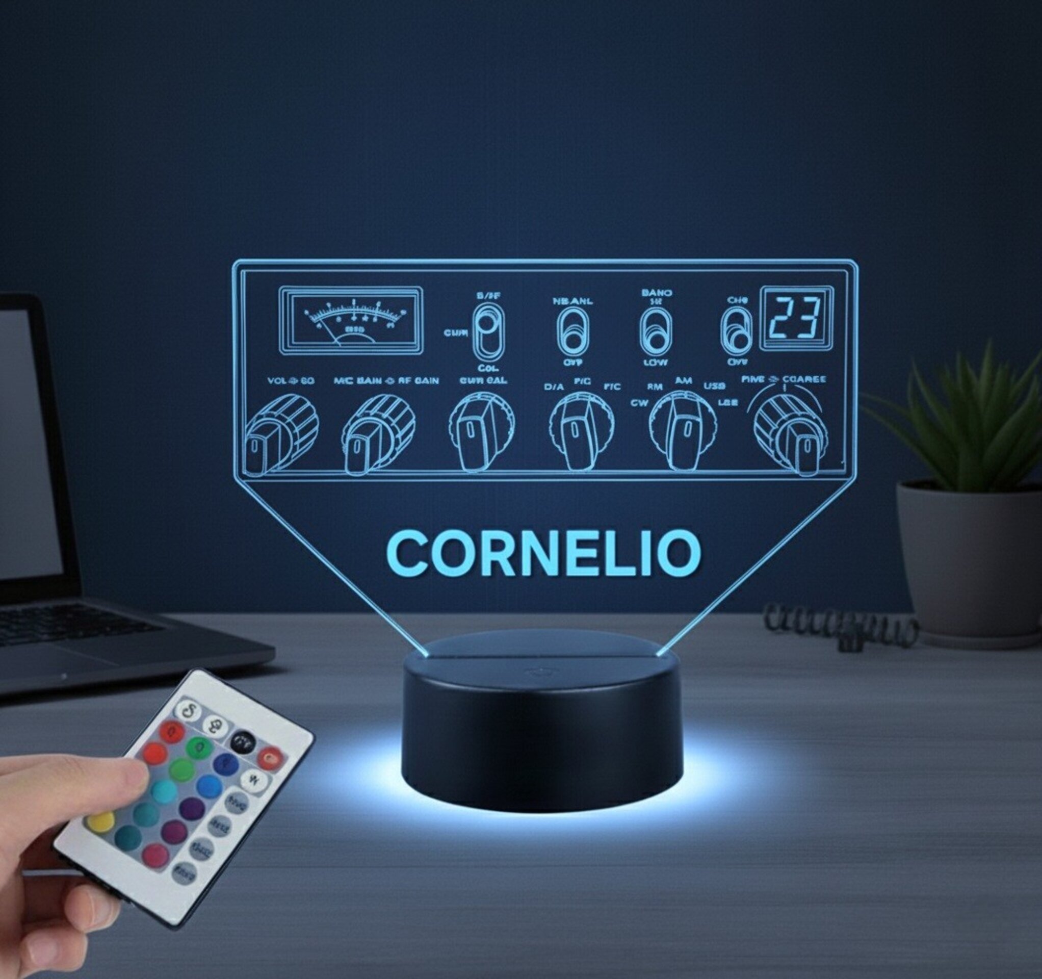 Lampara led Emisora radioaficionado Super Star 3900 personalizada + indicativo - 6